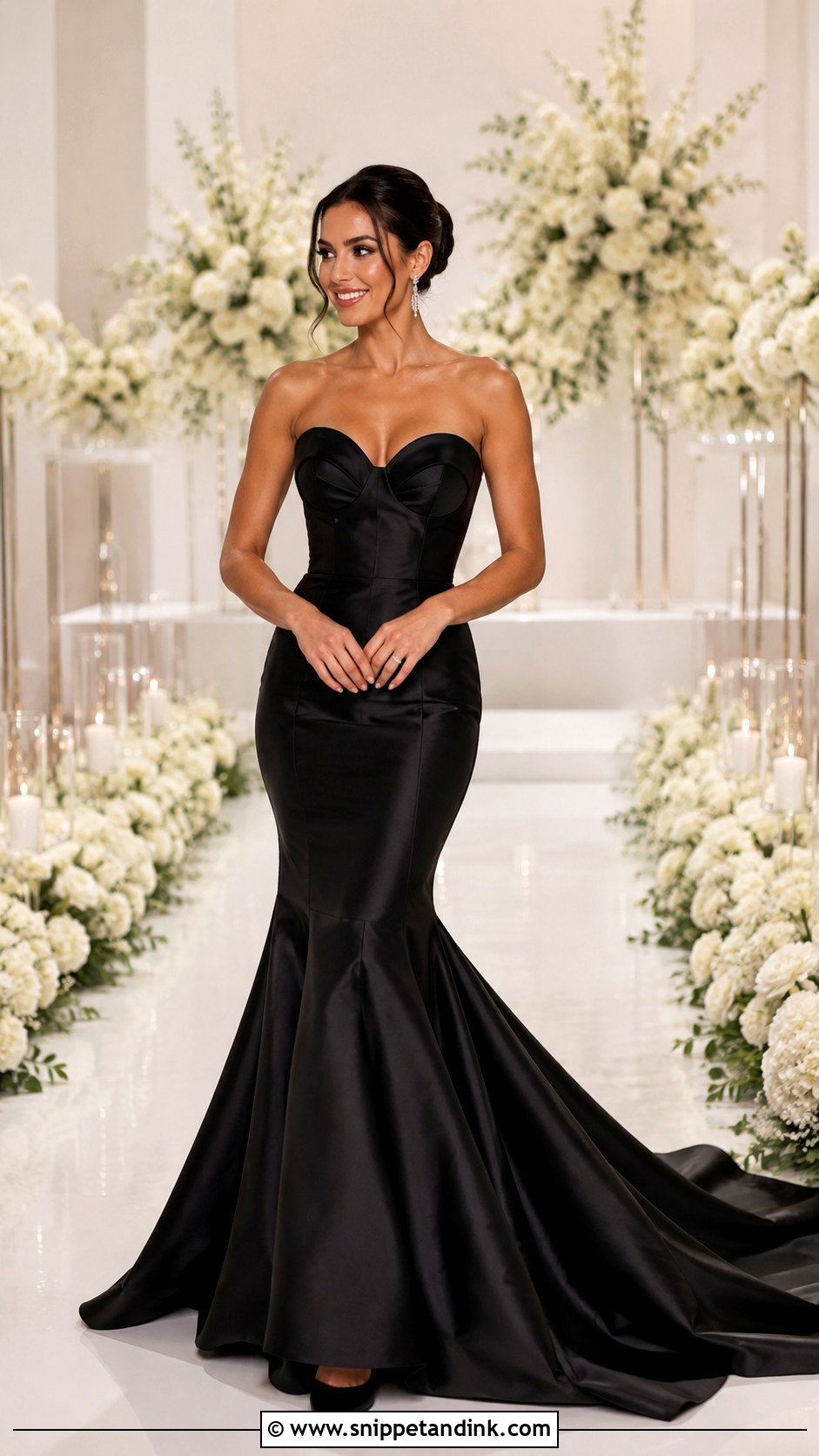 Black Satin Mermaid Wedding Dress - Snippet and Ink - 30 Elegant Black Wedding Dress Ideas