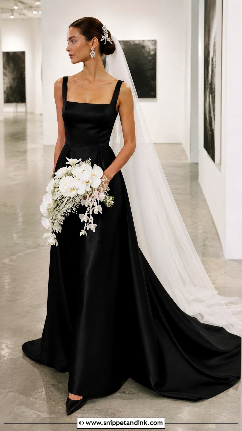 Black Satin Minimal Wedding Dress - Snippet and Ink - 20 Dark Fantasy Wedding Dress Ideas