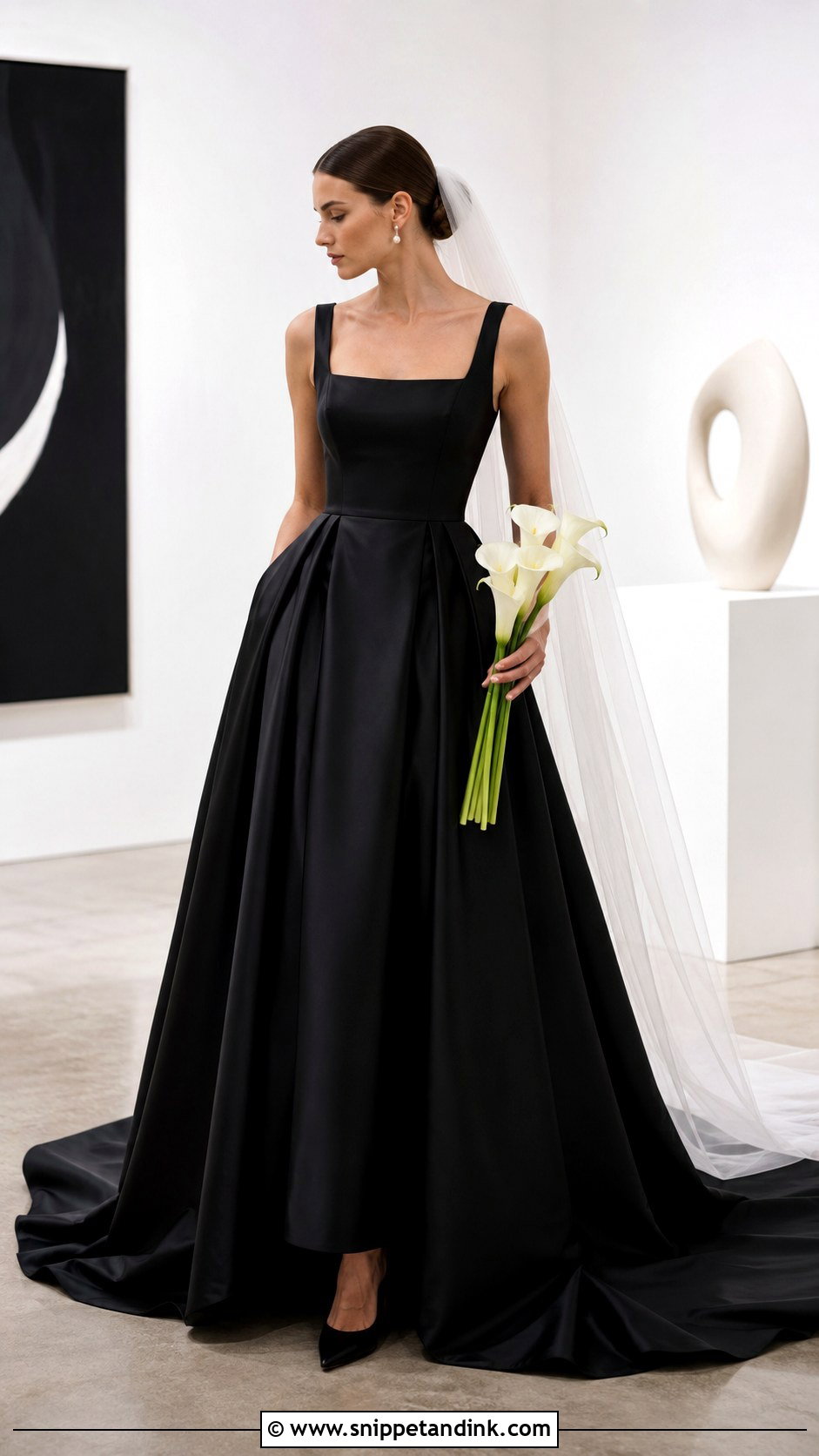 Black Satin Princess Wedding Dress - Snippet and Ink - 20 Black Wedding Dress Princess Ideas