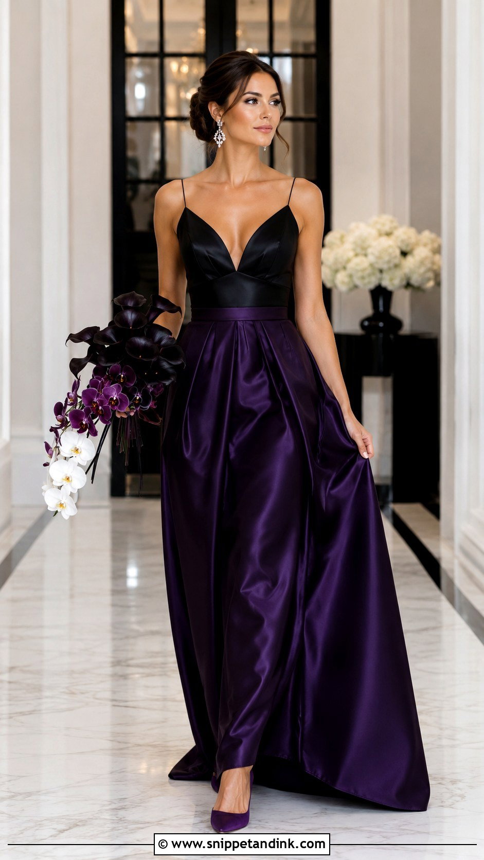 Black Satin Purple Wedding Dress - Snippet and Ink - 25 Black and Purple Wedding Dress Ideas