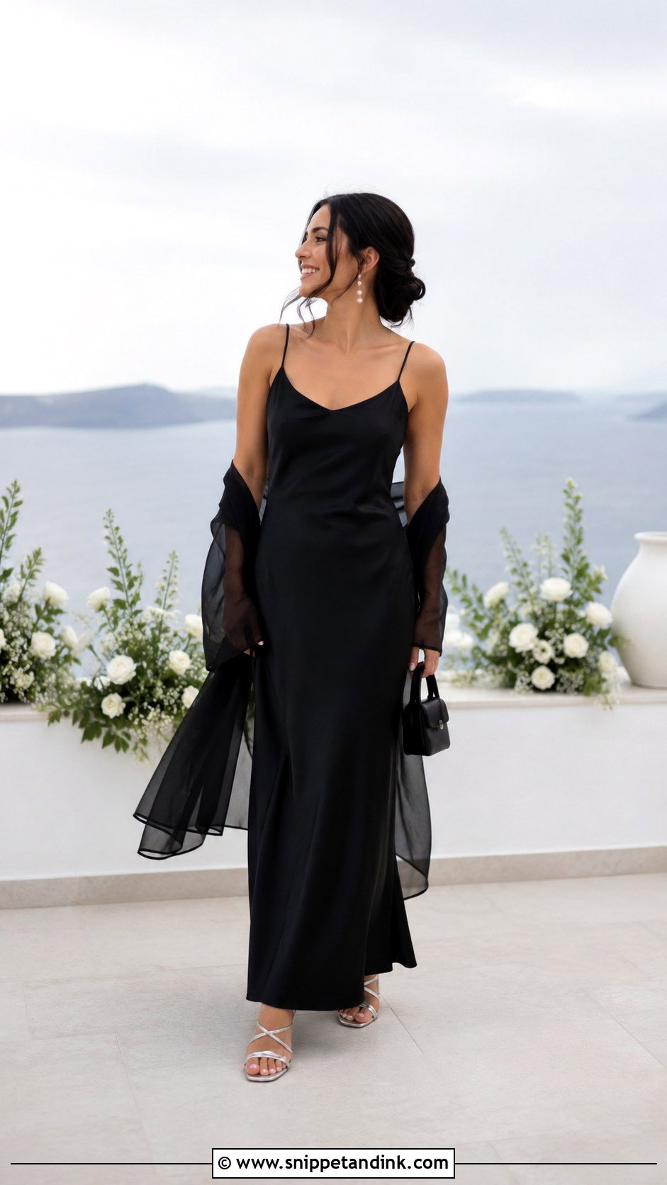 Black Satin Slip Elopement Dress - Snippet and Ink - 20 Black Elopement Dress Ideas