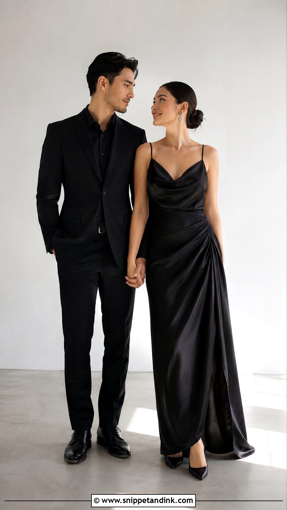 Black Satin Slip Prewedding Dress - Snippet and Ink - 20 Black Prewedding Dress Ideas