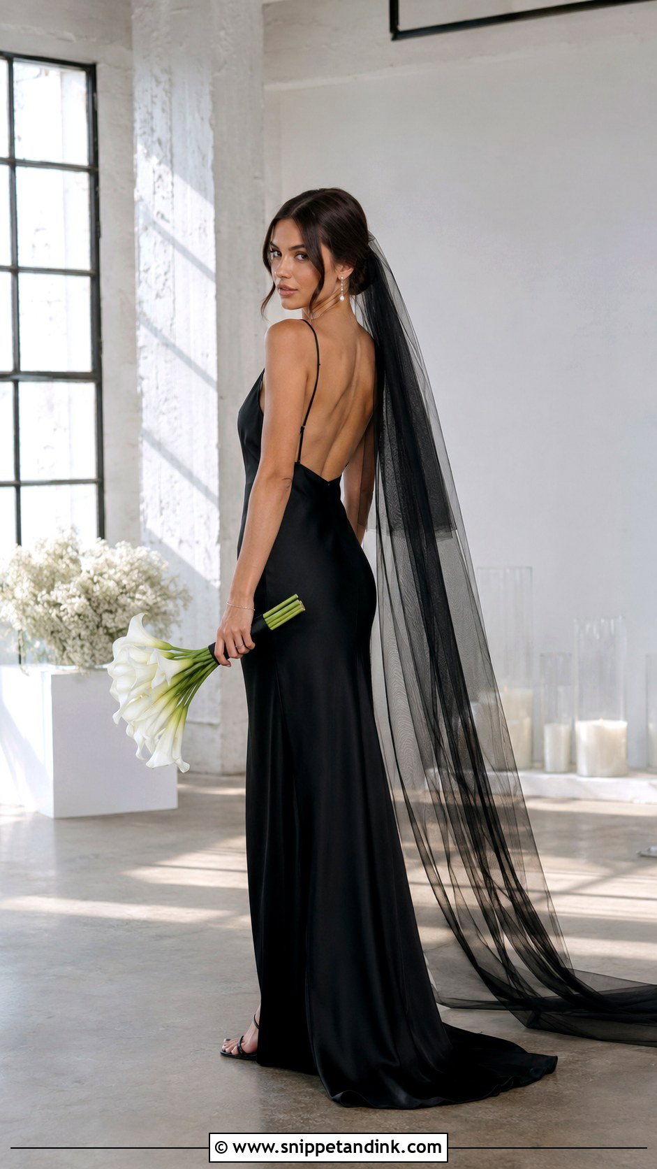 Black Satin Slip Wedding Dress - Snippet and Ink - 20 Classy Black Wedding Dress Ideas