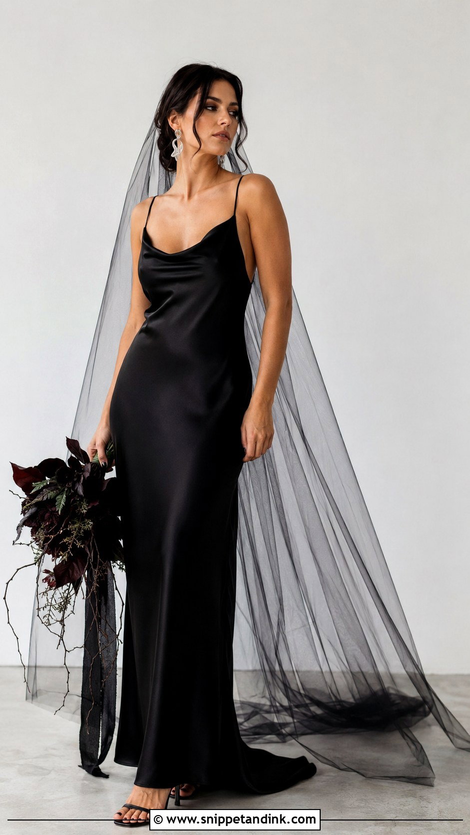 Black Satin Slip Wedding Dress - Snippet and Ink - 30 Witchy Wedding Dress Ideas