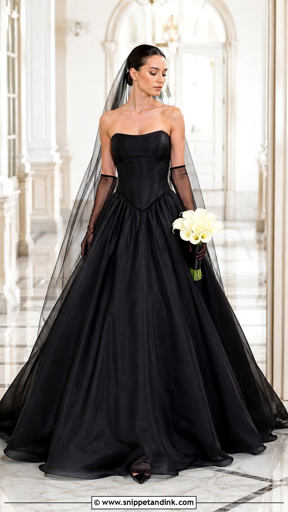 Black Satin Strapless Ball Gown Wedding Dress - Snippet and Ink - 20 Black Ball Gown Wedding Dress Ideas