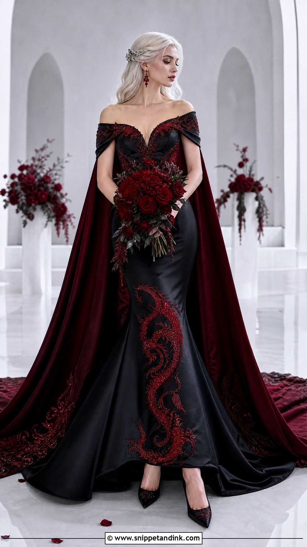 Black Satin Targaryen Wedding Dress - Snippet and Ink - 20 Targaryen Wedding Dress Ideas