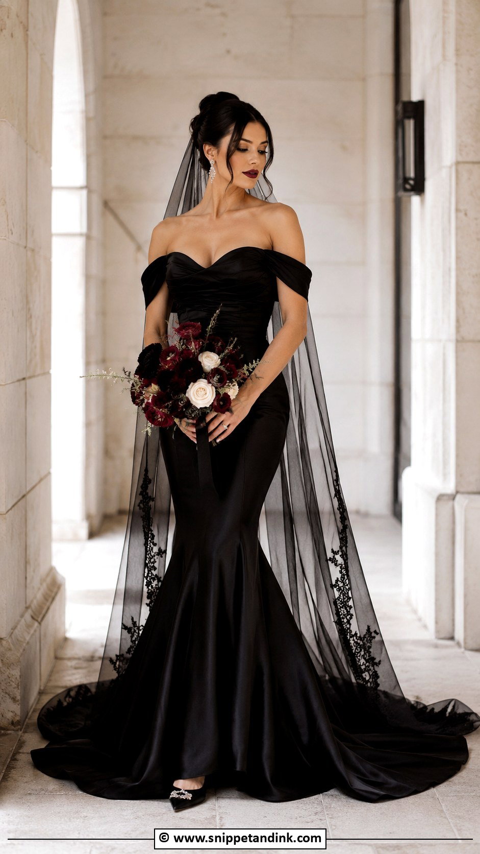 Black Satin Vampire Wedding Dress - Snippet and Ink - 25 Vampire Wedding Dress Ideas