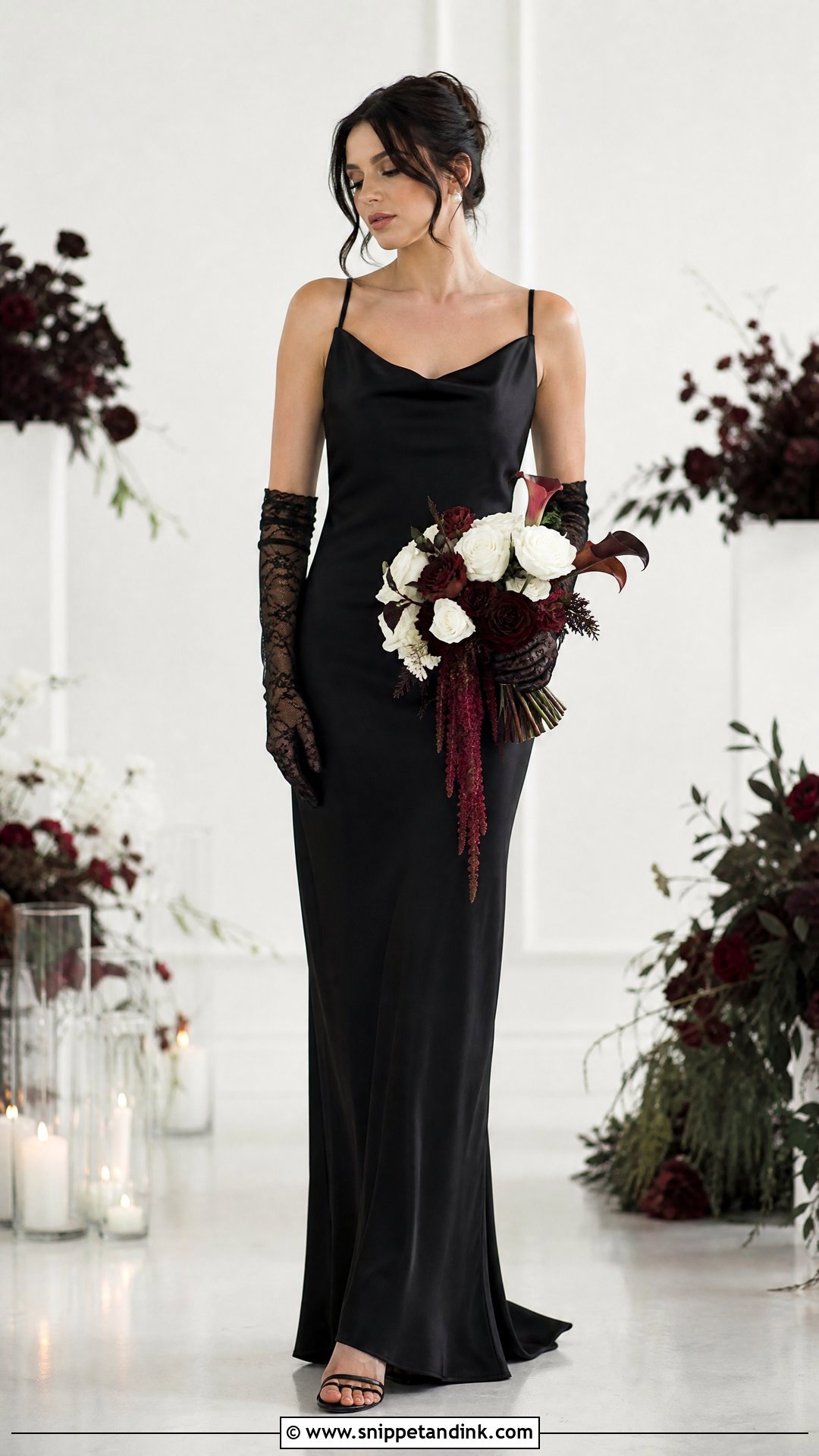 Black Satin Wedding Dress - Snippet and Ink - 25 Dark Romantic Wedding Dress Ideas