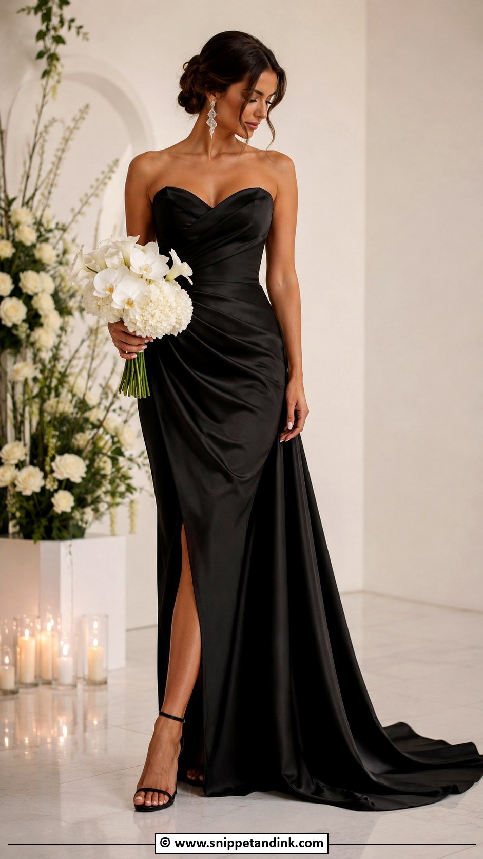 Black Satin Wedding Gown - Snippet and Ink - 30 Black Wedding Gowns