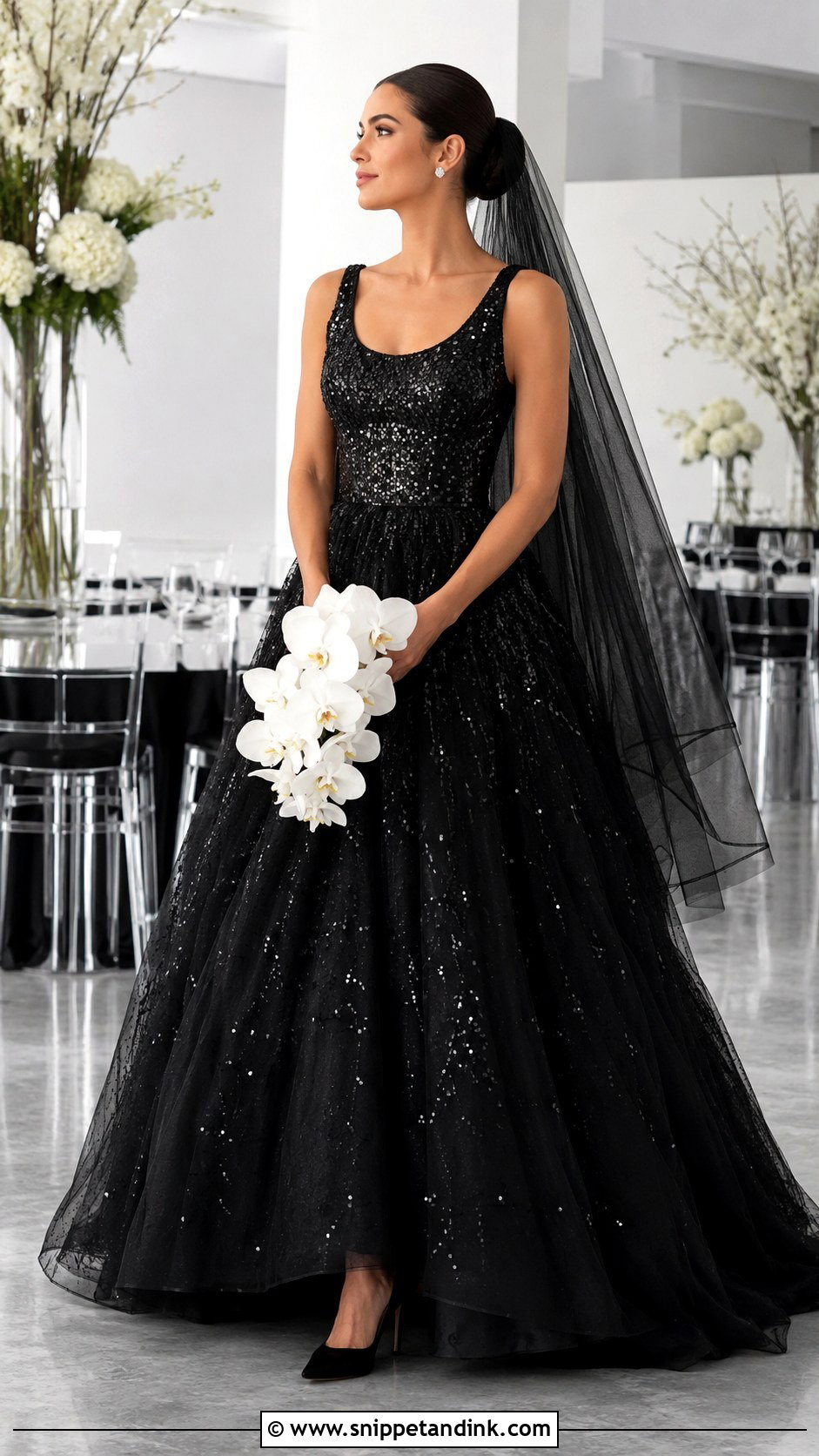 Black Sequin Ball Gown Wedding Dress - Snippet and Ink - 20 Black Ball Gown Wedding Dress Ideas
