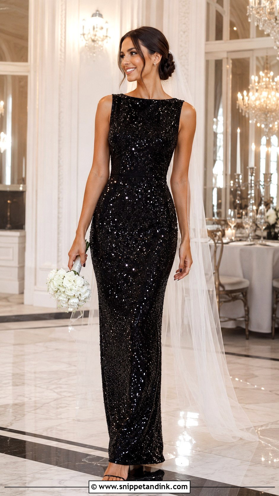 Black Sequin Bridal Dress - Snippet and Ink - 30 Black Bridal Dresses