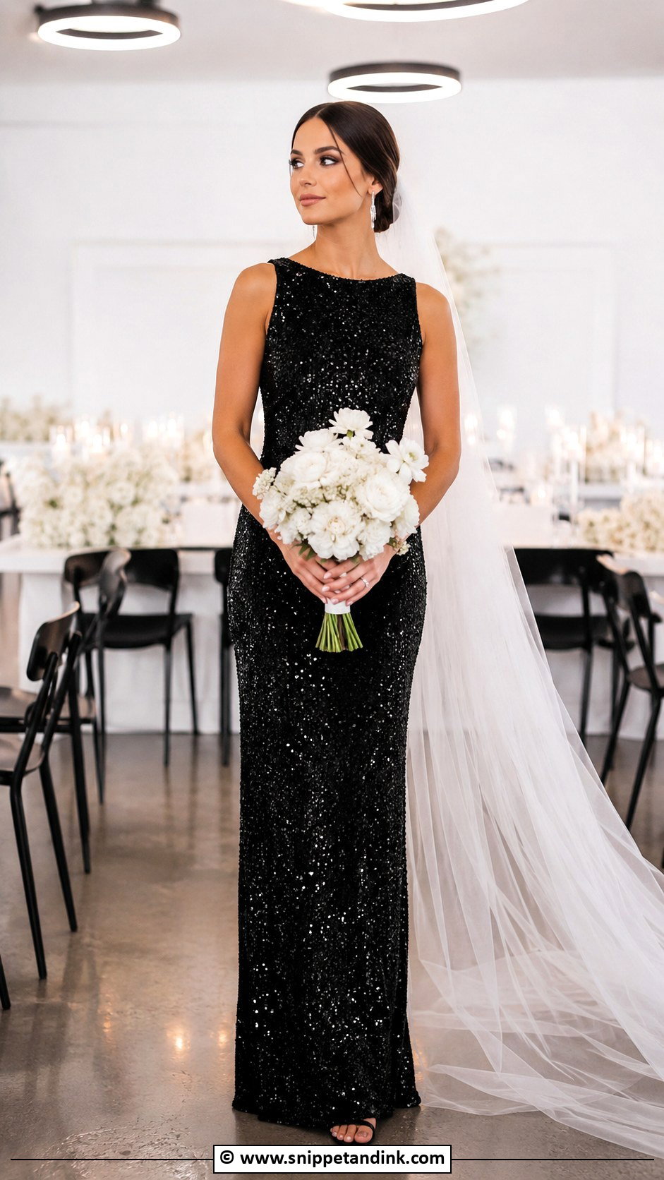 Black Sequin Bridal Gown - Snippet and Ink - 25 Black Bridal Gown Ideas