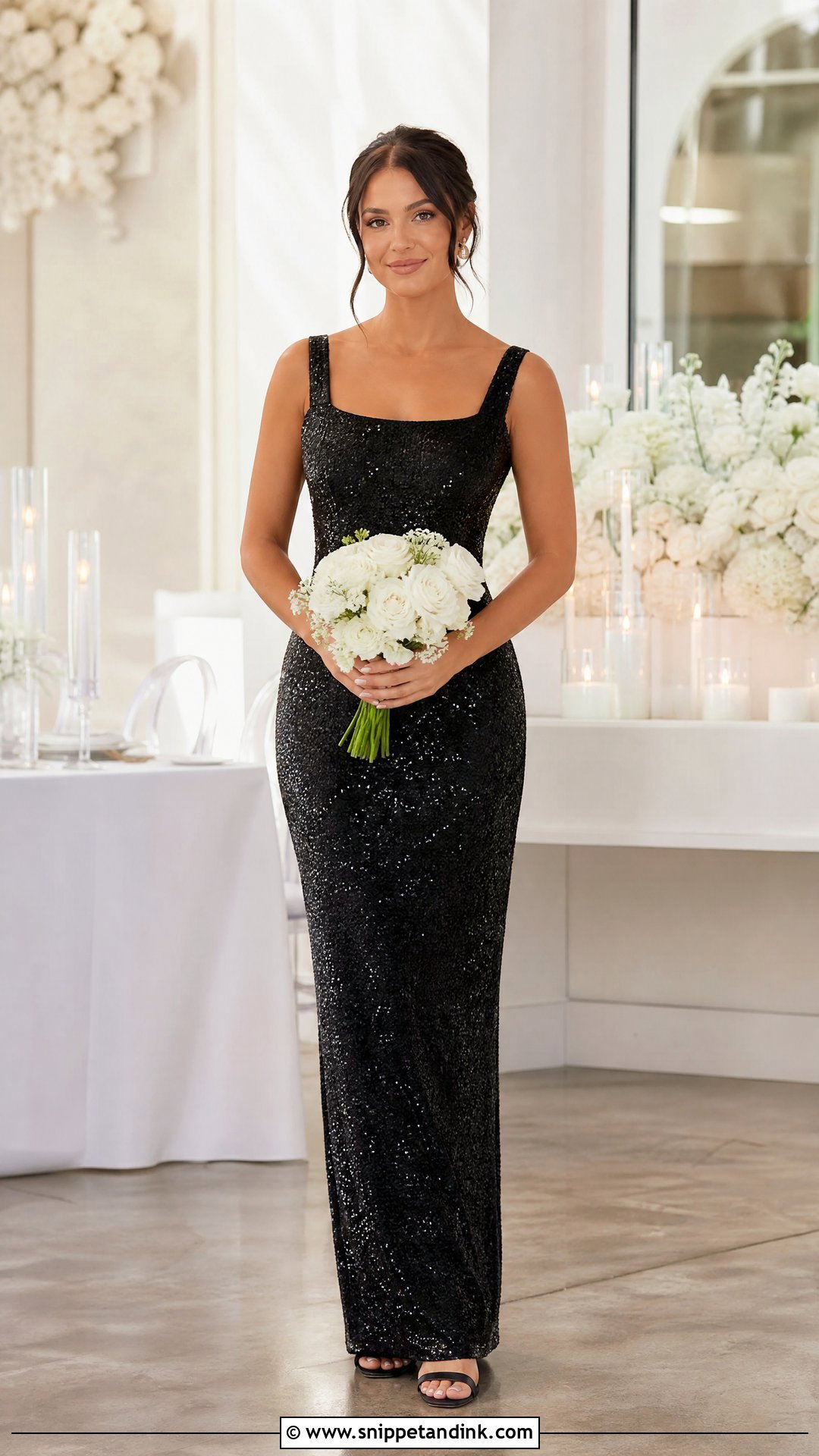 Black Sequin Bridesmaid Dress Outfit - Snippet and Ink - 25 Black Bridal Party Ideas