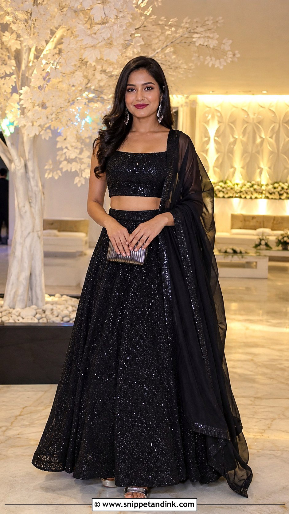 Black Sequin Reception Lengha - Snippet and Ink - 20 Beautiful Lengha Ideas