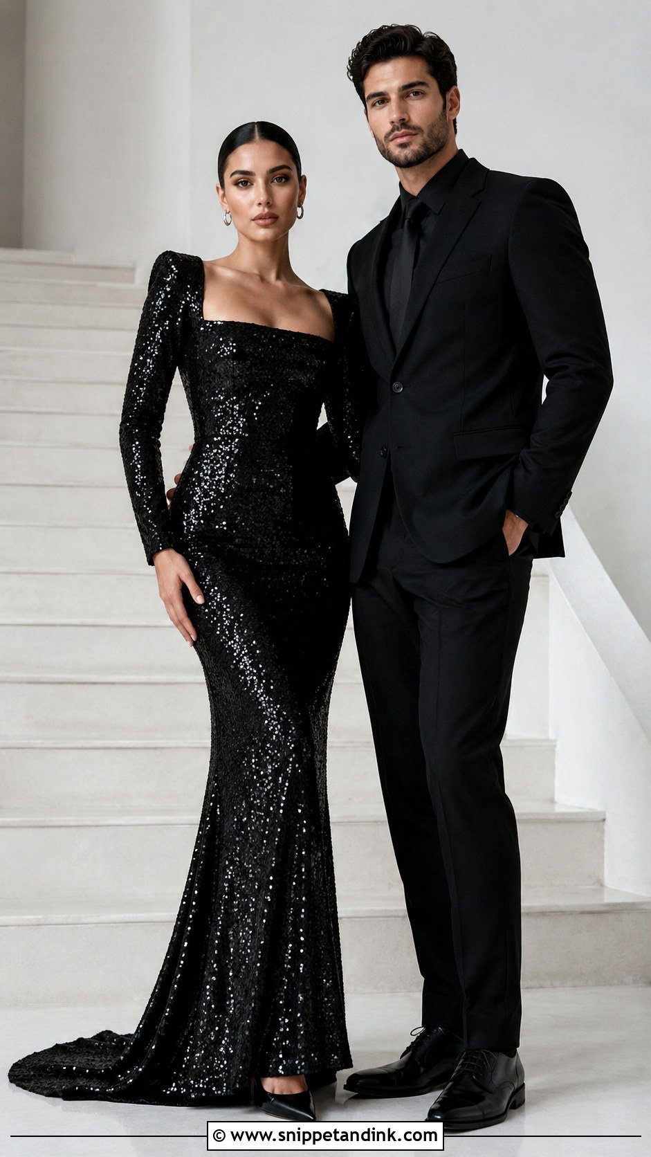 Black Sequin Tail Gown - Snippet and Ink - 20 Tail Gown for Pre Wedding Ideas