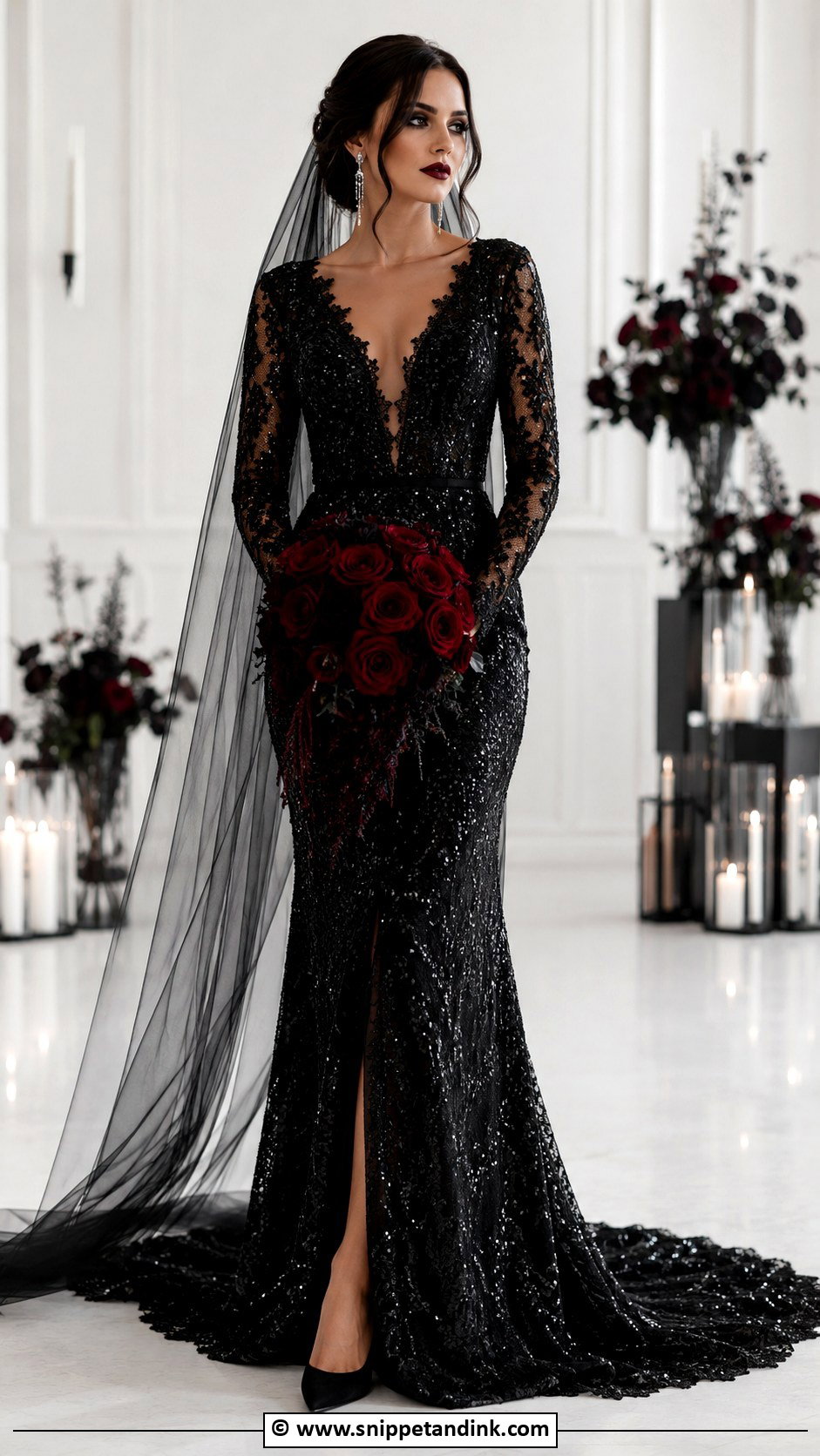 Black Sequin Vampire Wedding Dress - Snippet and Ink - 25 Vampire Wedding Dress Ideas