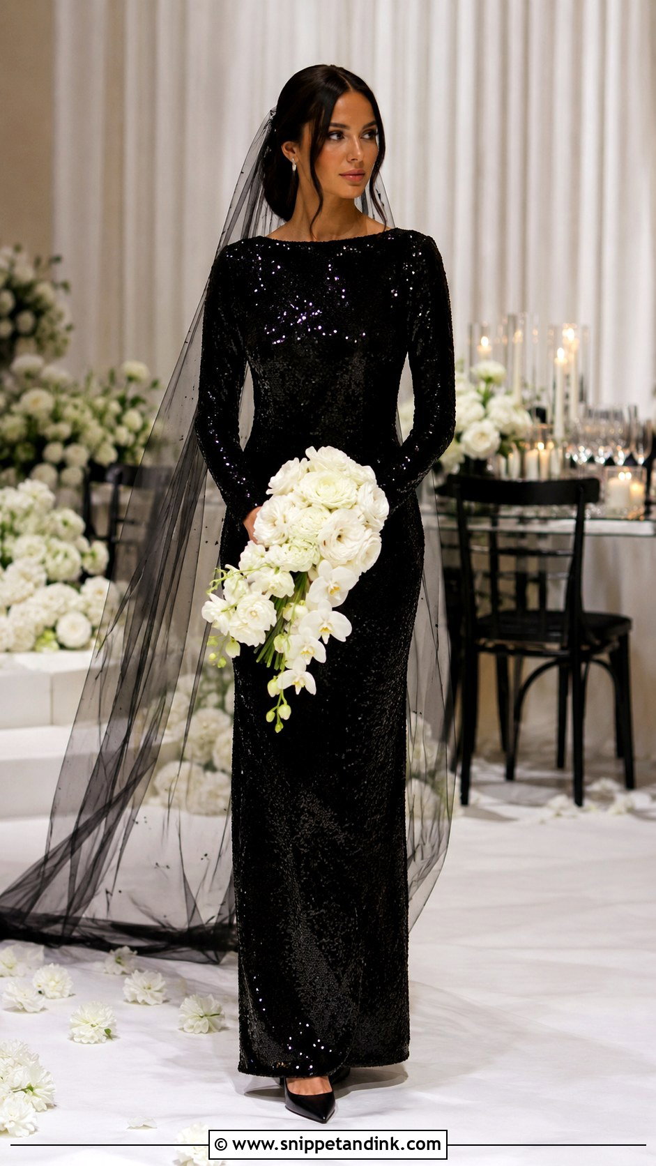 Black Sequin Wedding Dress - Snippet and Ink - 30 Elegant Black Wedding Dress Ideas