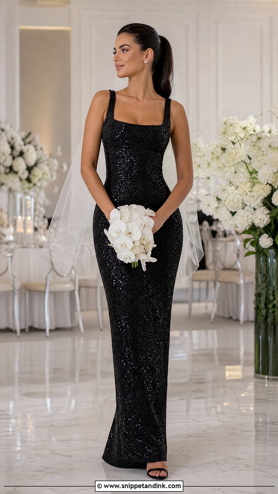 Black Sequin Wedding Gown Bride - Snippet and Ink - 20 Bride in Black Ideas