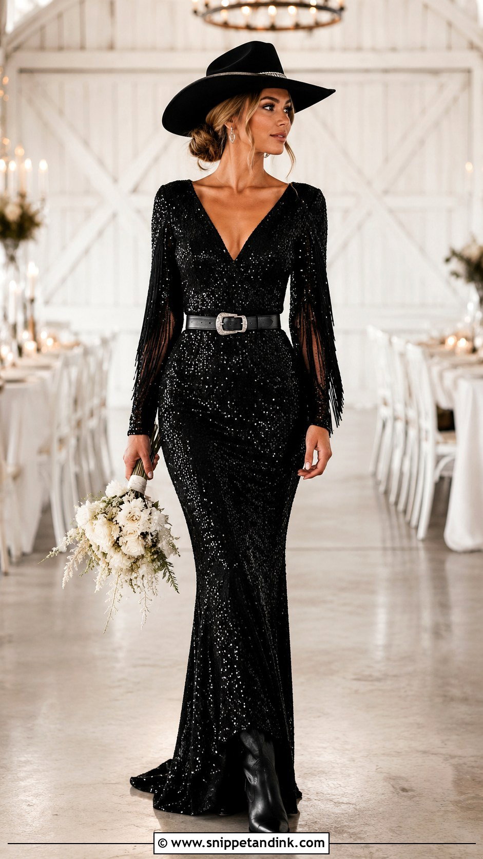 Black Sequin Western Wedding Dress - Snippet and Ink - 20 Black Western Wedding Dress Ideas