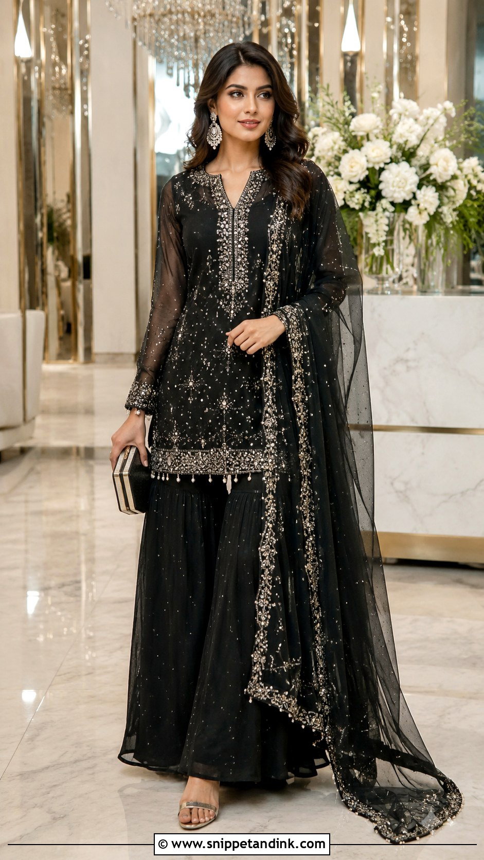 Black Sharara Set For Reception - Snippet and Ink - 25 Sharara Set Indian Weddings Ideas