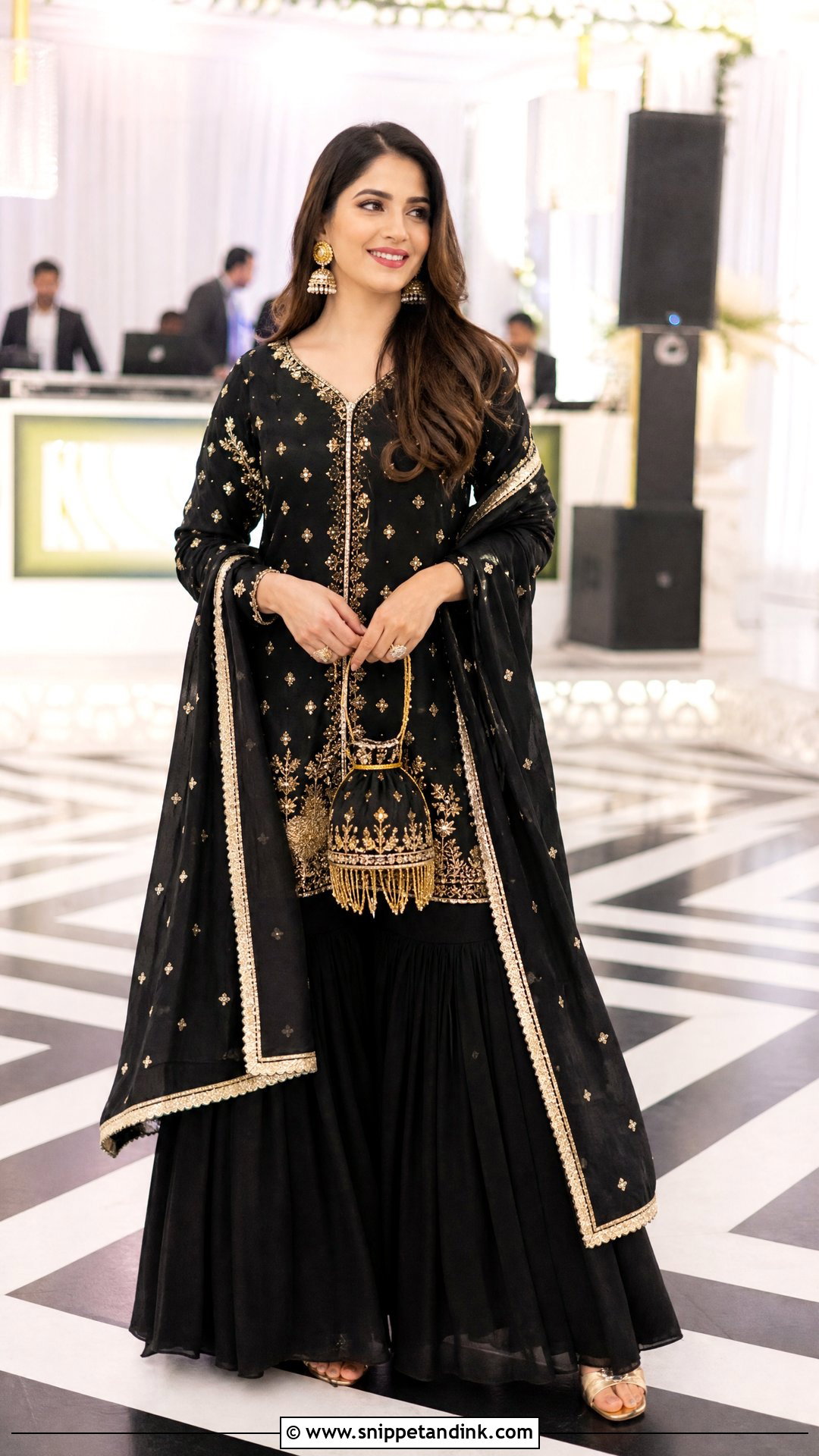 Black Sharara Set For Sangeet - Snippet and Ink - 25 Black Sangeet Outfit Ideas