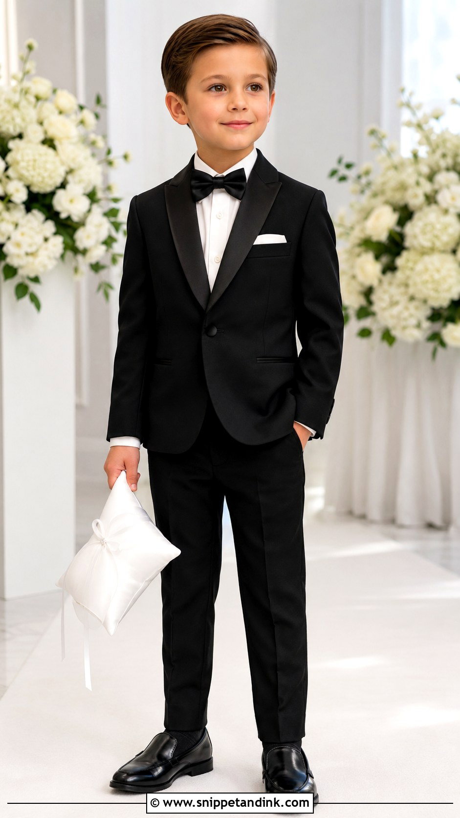 Black Shawl Collar Tuxedo Ring Bearer Outfit - Snippet and Ink - 20 Black Ring Bearer Outfit Ideas
