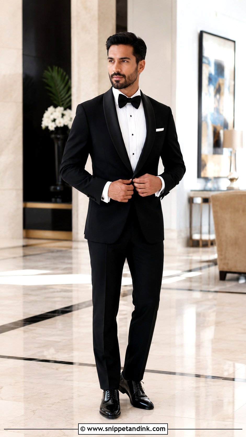 Black Shawl Lapel Tuxedo Wedding Look - Snippet and Ink - 30 Tuxedo Wedding Ideas