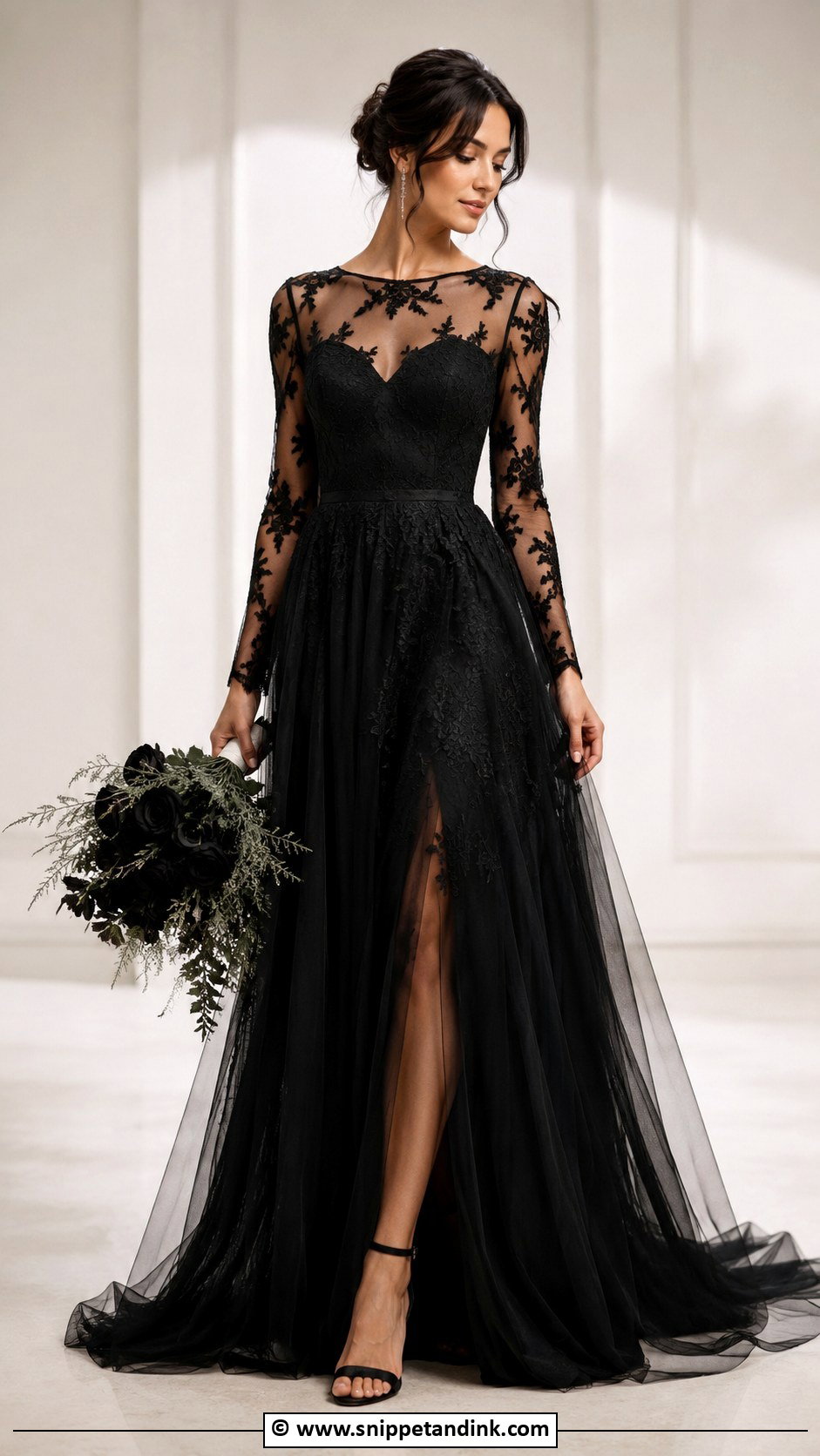 Black Sheer Wedding Gown - Snippet and Ink - 30 Black Wedding Gowns