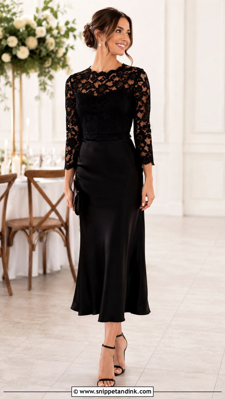 Black Skirt And Blouse Wedding Outfit - Snippet and Ink - 25 Black Outfit for Wedding Ideas