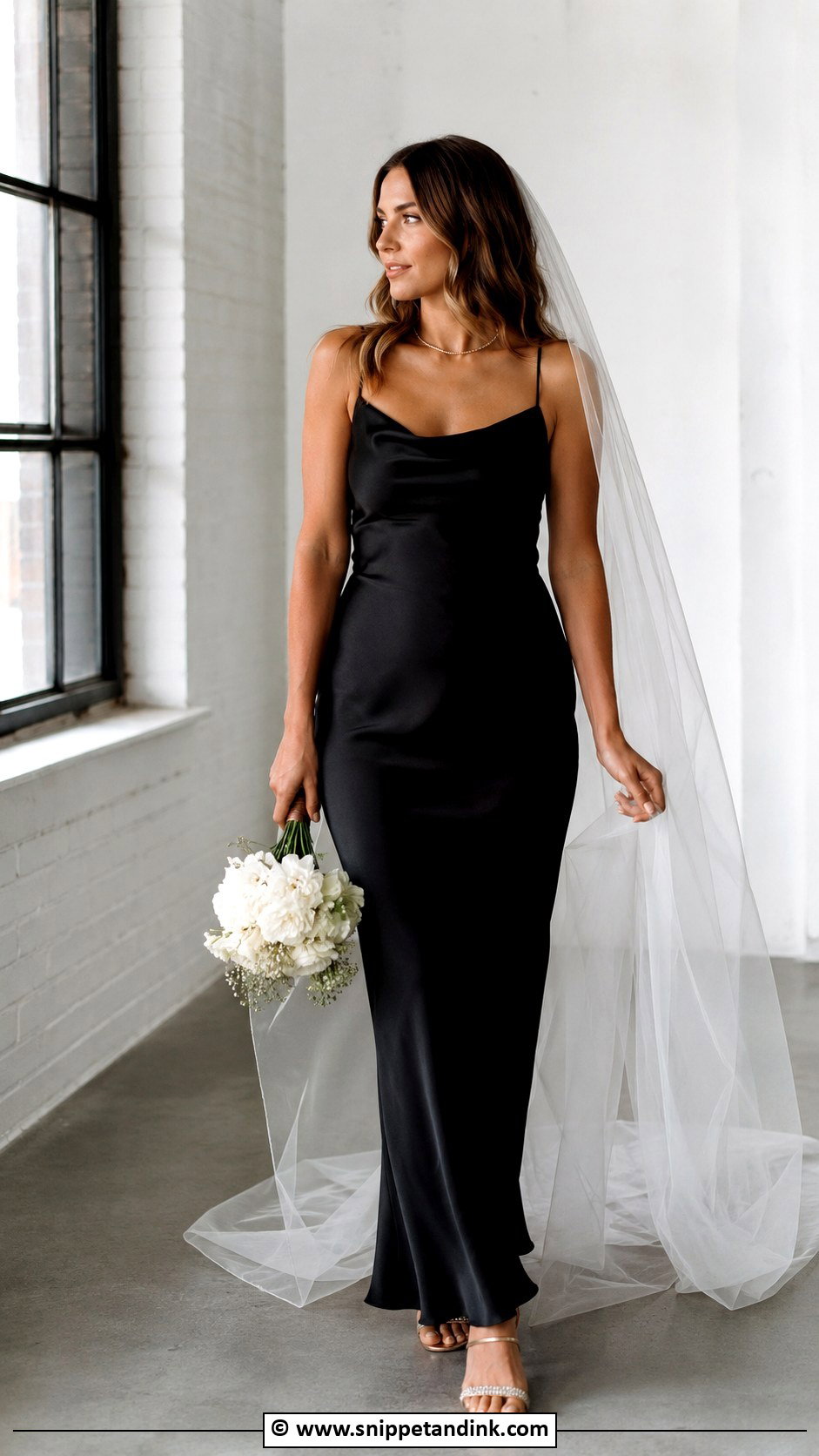 Black Slip Bridal Gown - Snippet and Ink - 25 Black Bridal Gown Ideas