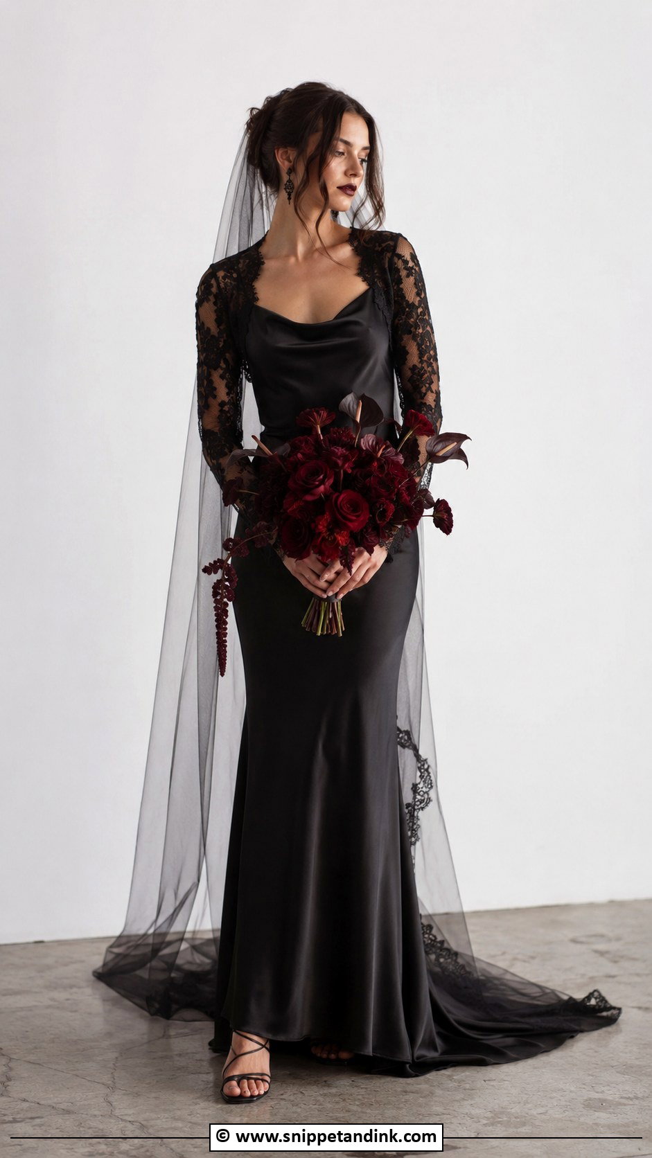 Black Slip Goth Wedding Dress - Snippet and Ink - 30 Goth Wedding Dress Ideas