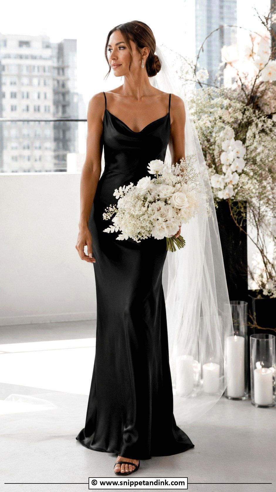 Black Slip Wedding Dress - Snippet and Ink - 30 Black Wedding Gowns