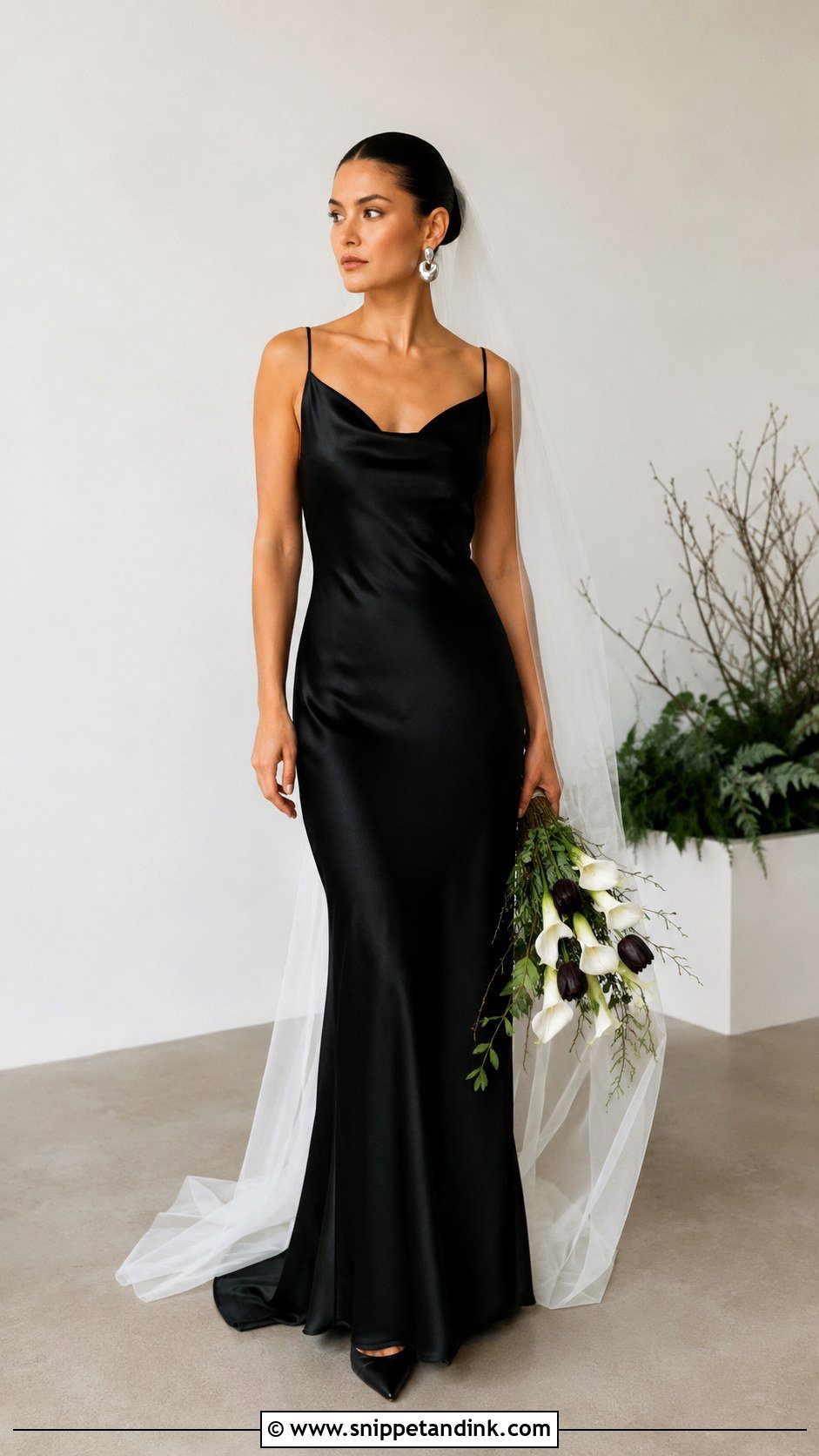 Black Slip Wedding Dress - Snippet and Ink - 20 Moody Wedding Dress Ideas