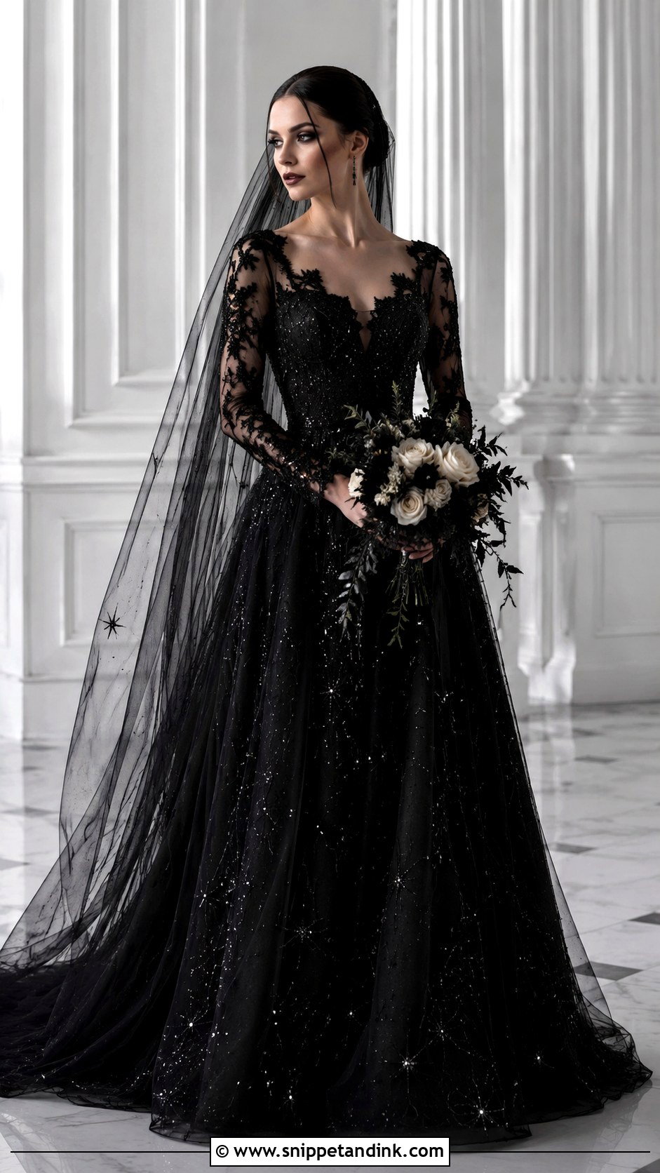 Black Sparkle Gothic Wedding Dress - Snippet and Ink - 25 Gothic Black Wedding Dress Ideas