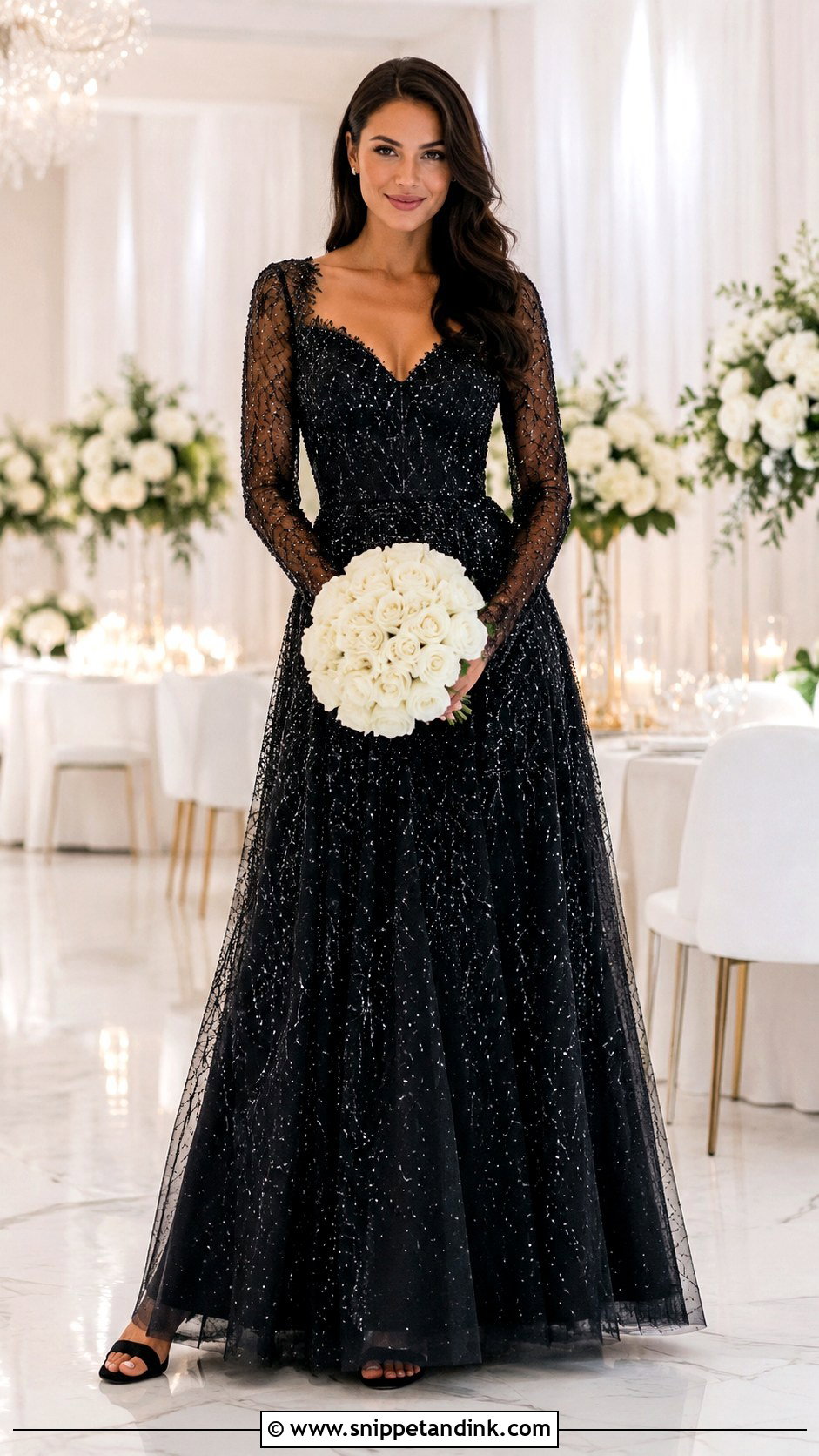 Black Sparkly Long Sleeve Wedding Dress - Snippet and Ink - 20 Black Long Sleeve Wedding Dress Ideas