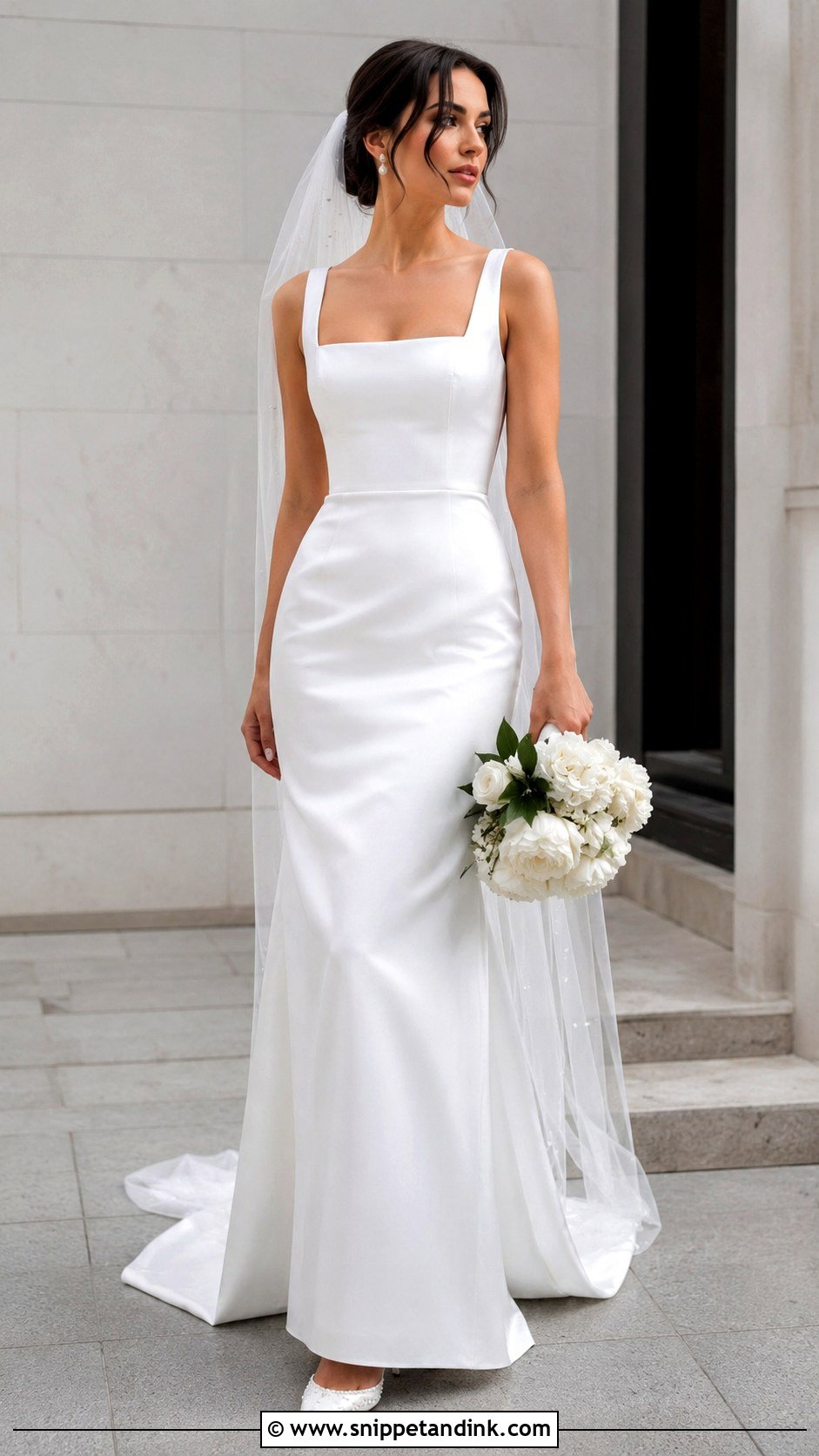 Black Square Neck Bridal Dress - Snippet and Ink - 30 Black Bridal Dresses