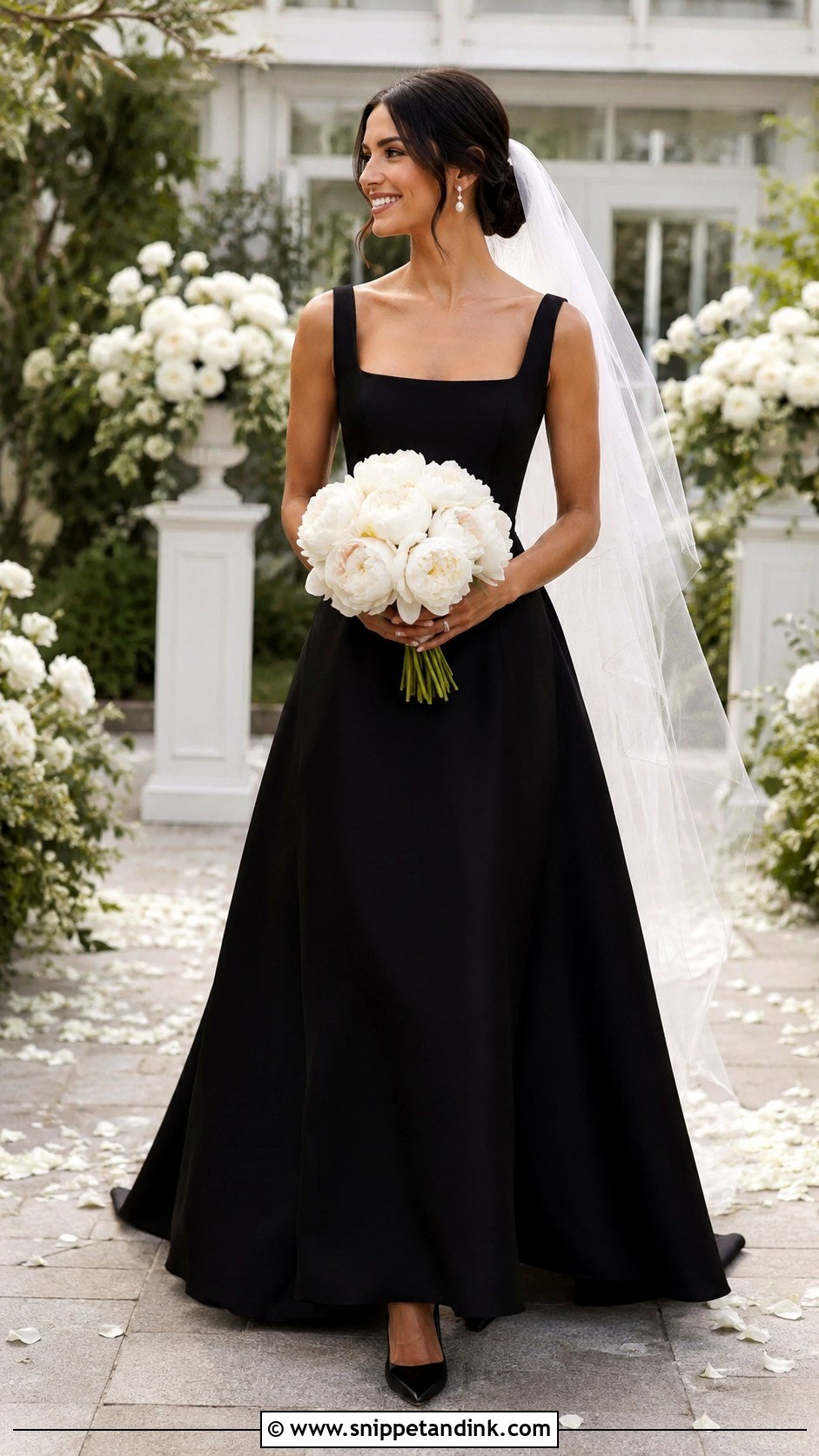 Black Square Neck Wedding Gown - Snippet and Ink - 20 Black Wedding Gowns the Bride