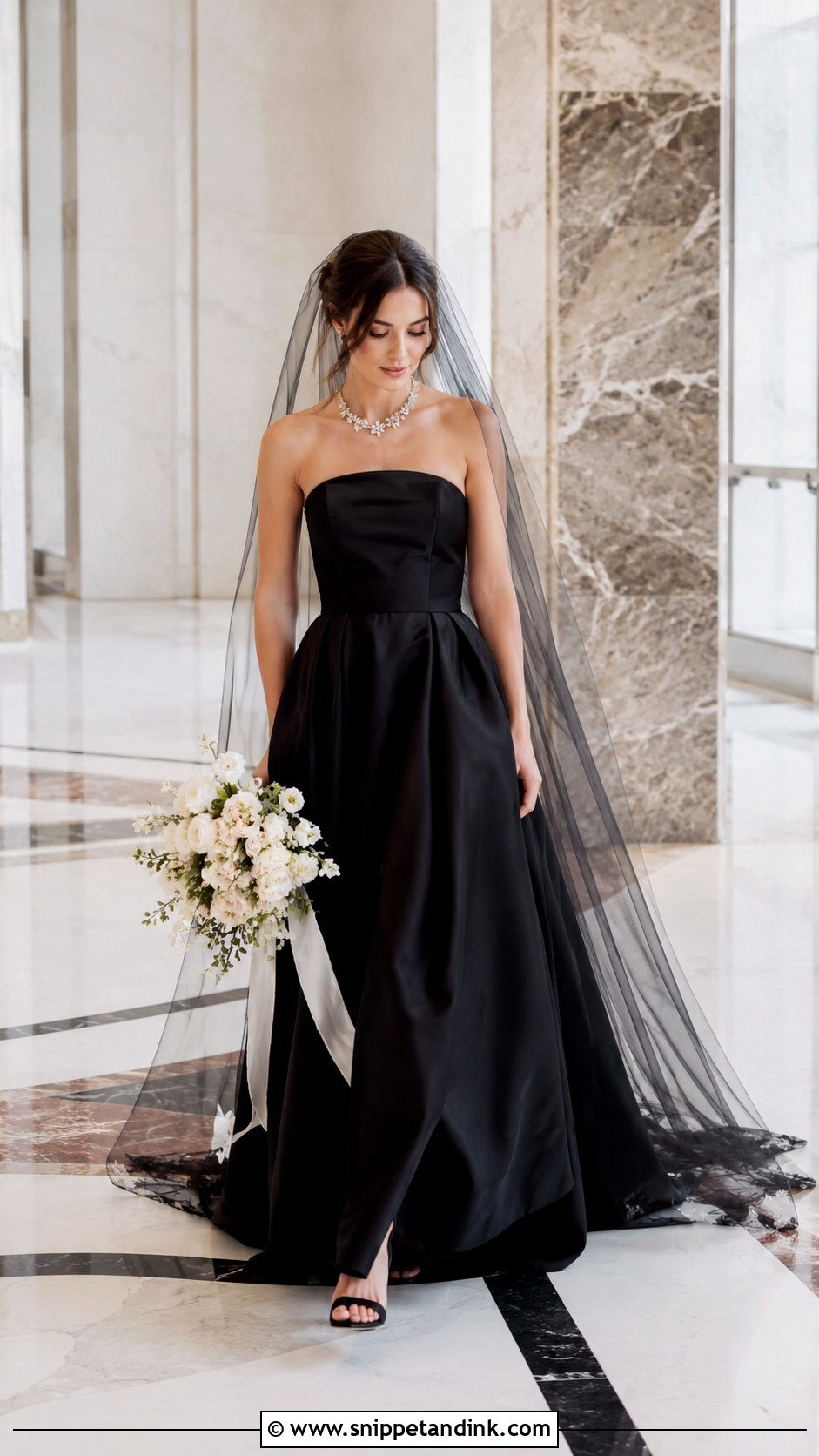 Black Strapless Bridal Dress - Snippet and Ink - 30 Black Bridal Dresses