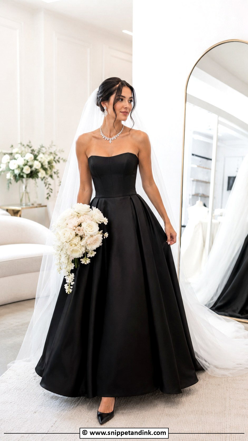 Black Strapless Bridal Gown - Snippet and Ink - 25 Black Bridal Gown Ideas