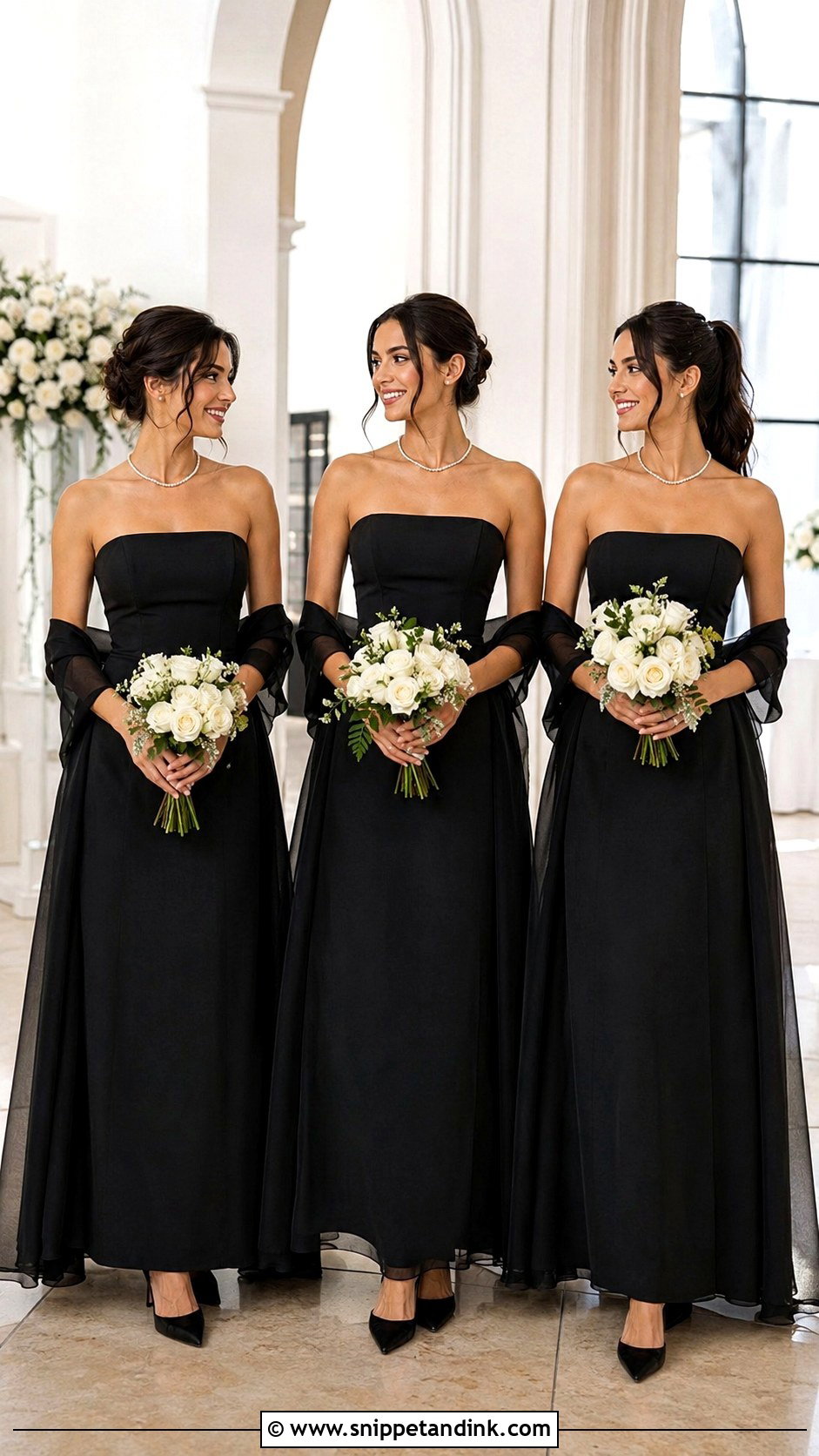 Black Strapless Bridesmaid Dresses - Snippet and Ink - 20 Bridal Party in Black Ideas