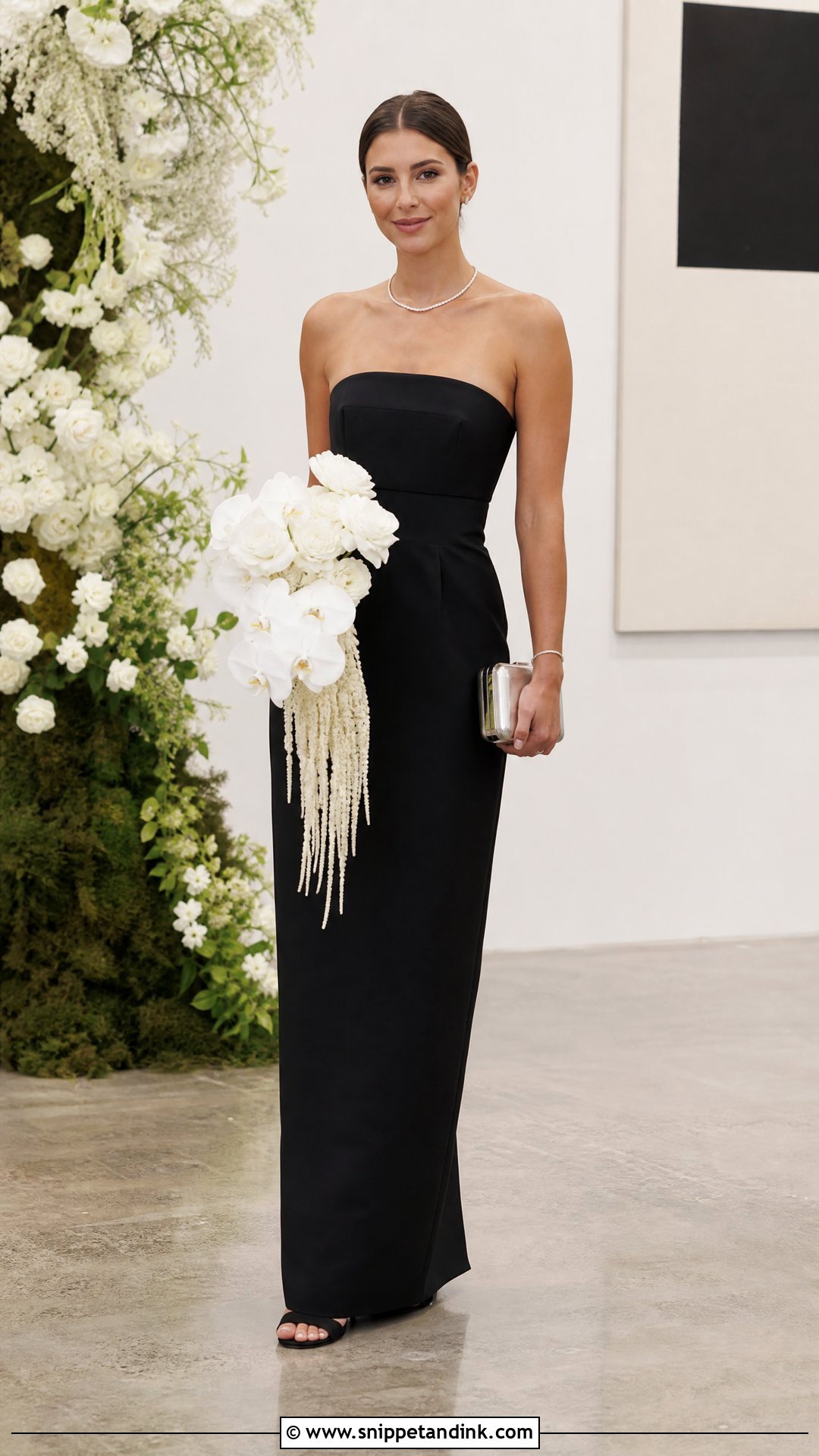 Black Strapless Column Bridesmaid Dress - Snippet and Ink - 20 Black Bridal Party Dress Ideas