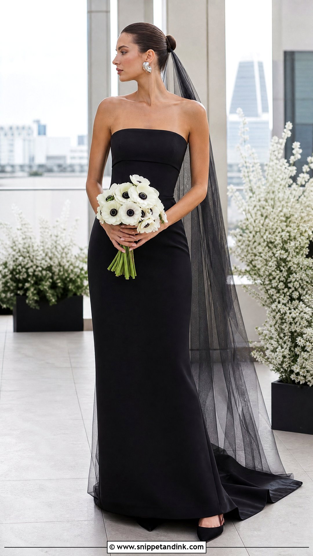 Black Strapless Column Wedding Dress - Snippet and Ink - 25 Simple Black Wedding Dress Ideas