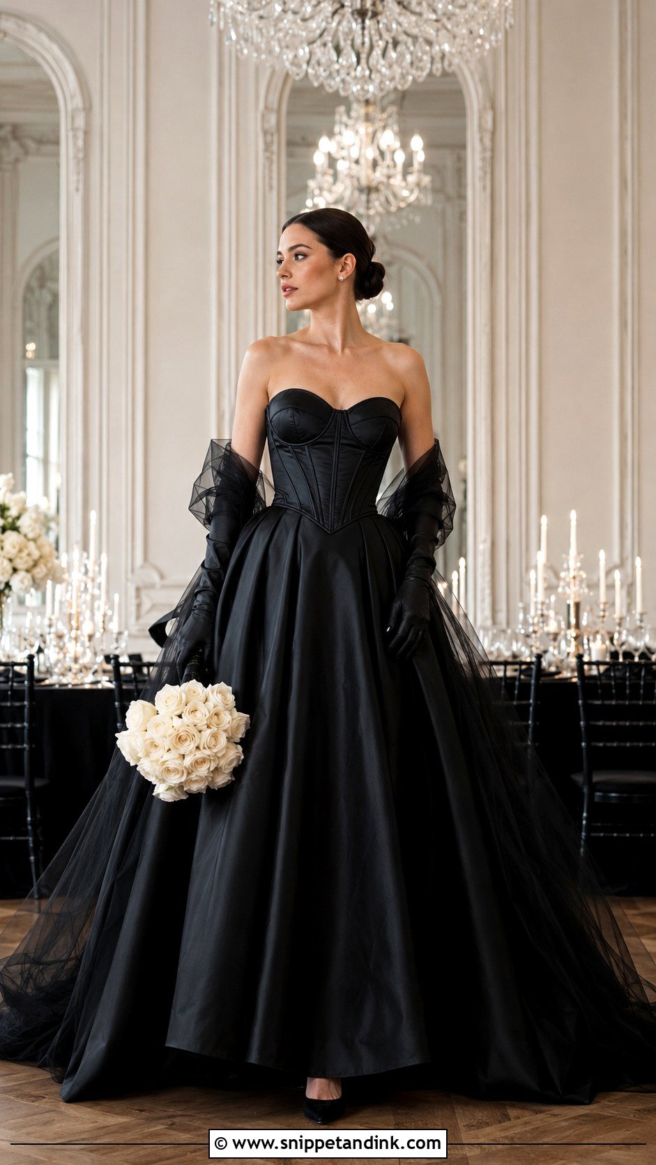 Black Strapless Corset Wedding Dress - Snippet and Ink - 20 All Black Wedding Dress Ideas