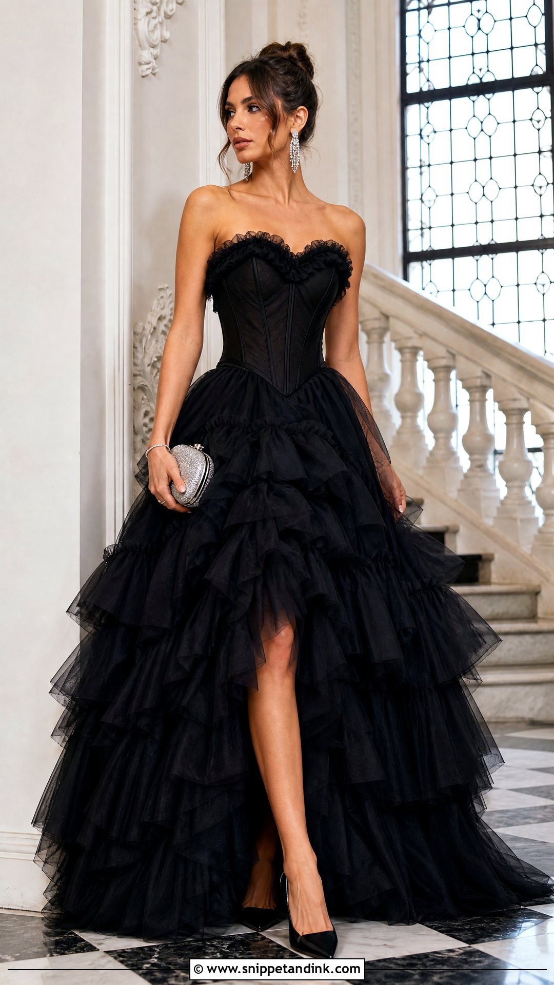 Black Strapless Ruffle Ball Gown - Snippet and Ink - 20 Ruffle Ball Gown Ideas