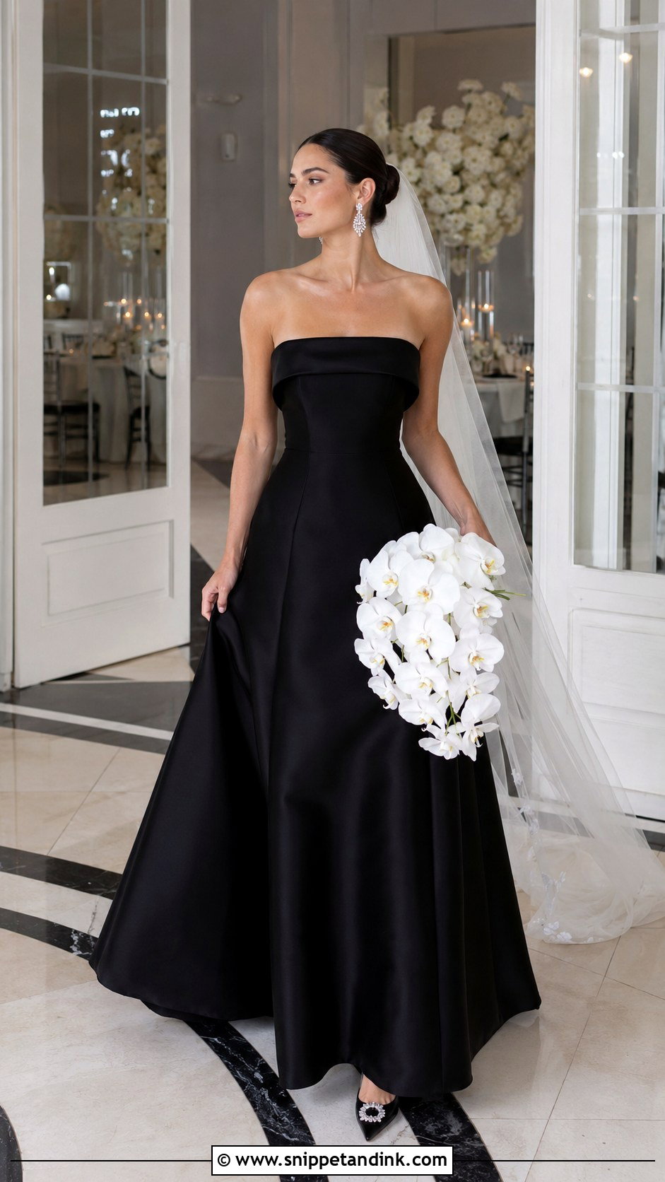 Black Strapless Satin Wedding Gown - Snippet and Ink - 20 Black Wedding Gown Ideas