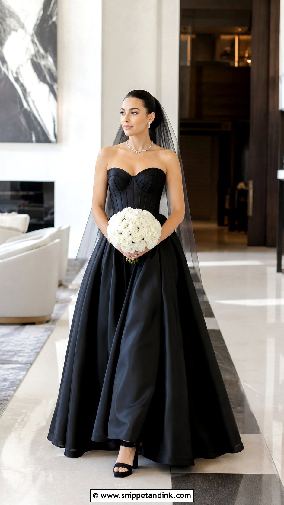 Black Strapless Sweetheart Corset Gown - Snippet and Ink - 20 Black Corset Wedding Dress Ideas