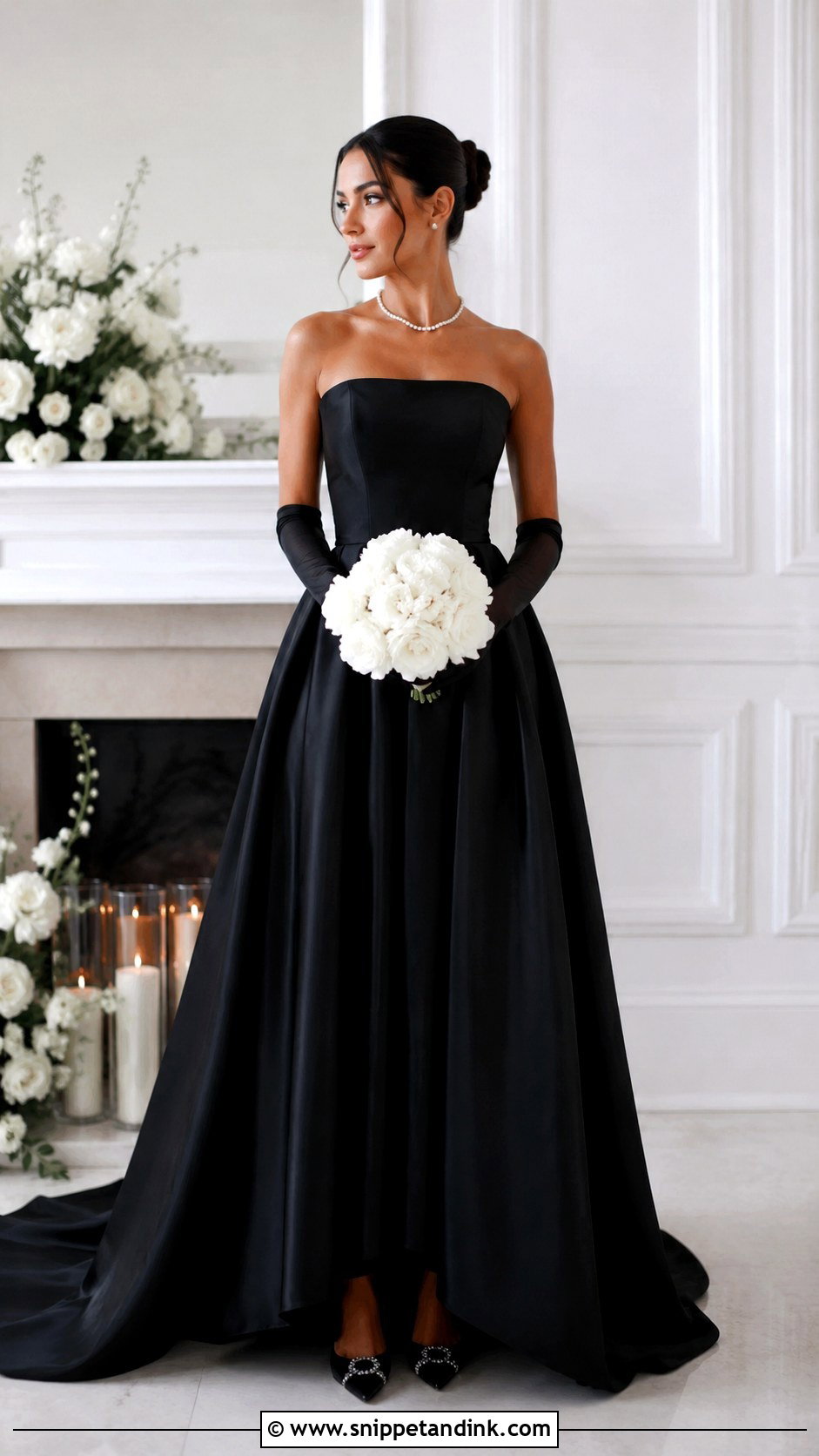 Black Strapless Wedding Dress - Snippet and Ink - 30 Black Wedding Dress Ideas