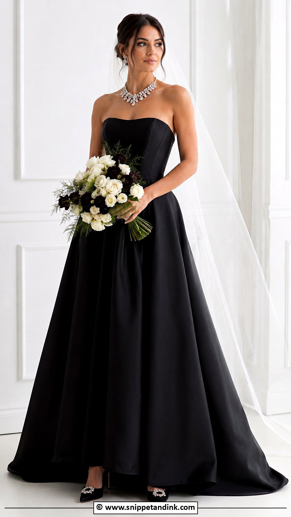 Black Strapless Wedding Dress - Snippet and Ink - 30 Black Wedding Gowns
