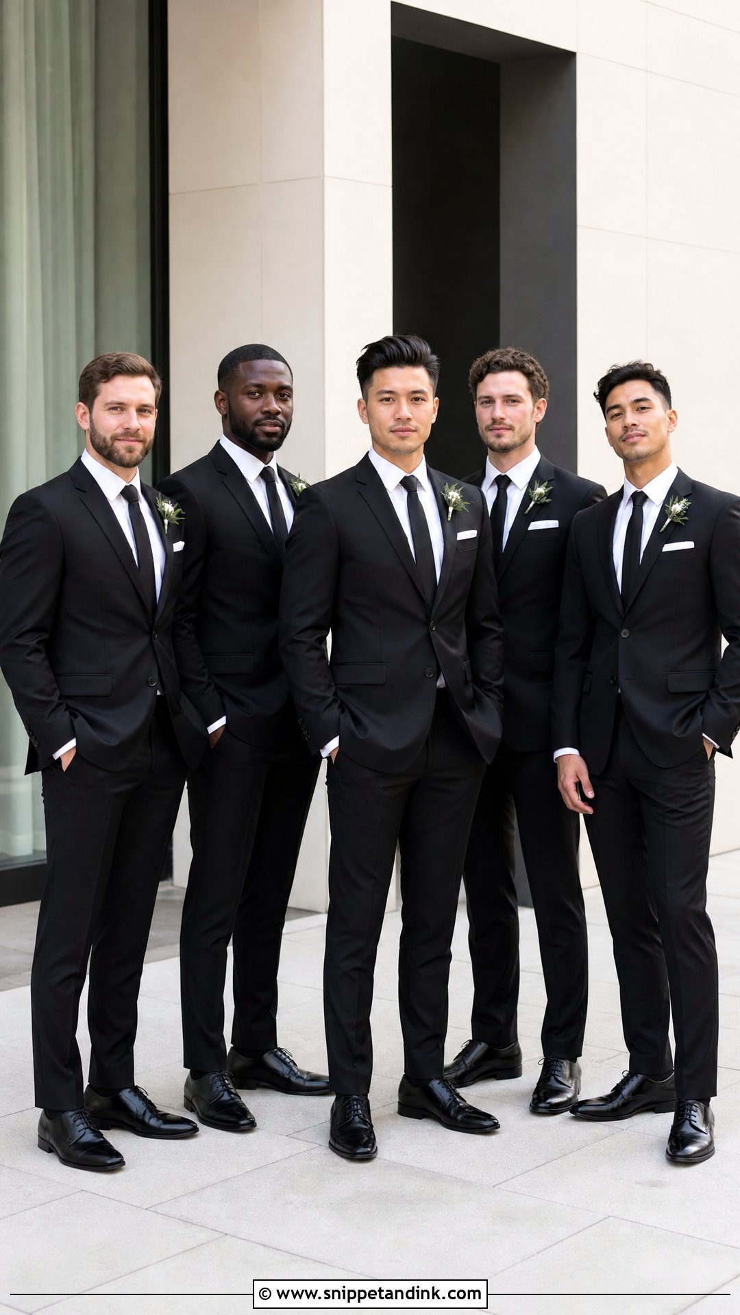 Black Suit And Black Tie Groomsman Attire - Snippet and Ink - 25 Groomsman Attire Ideas