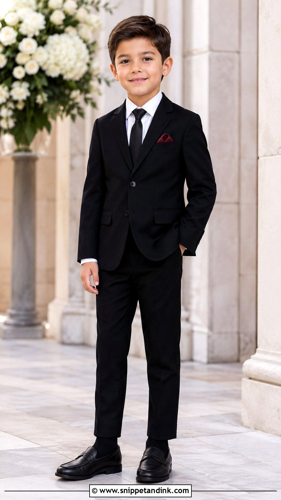 Black Suit And Loafers Ring Bearer Outfit - Snippet and Ink - 20 Black Ring Bearer Outfit Ideas